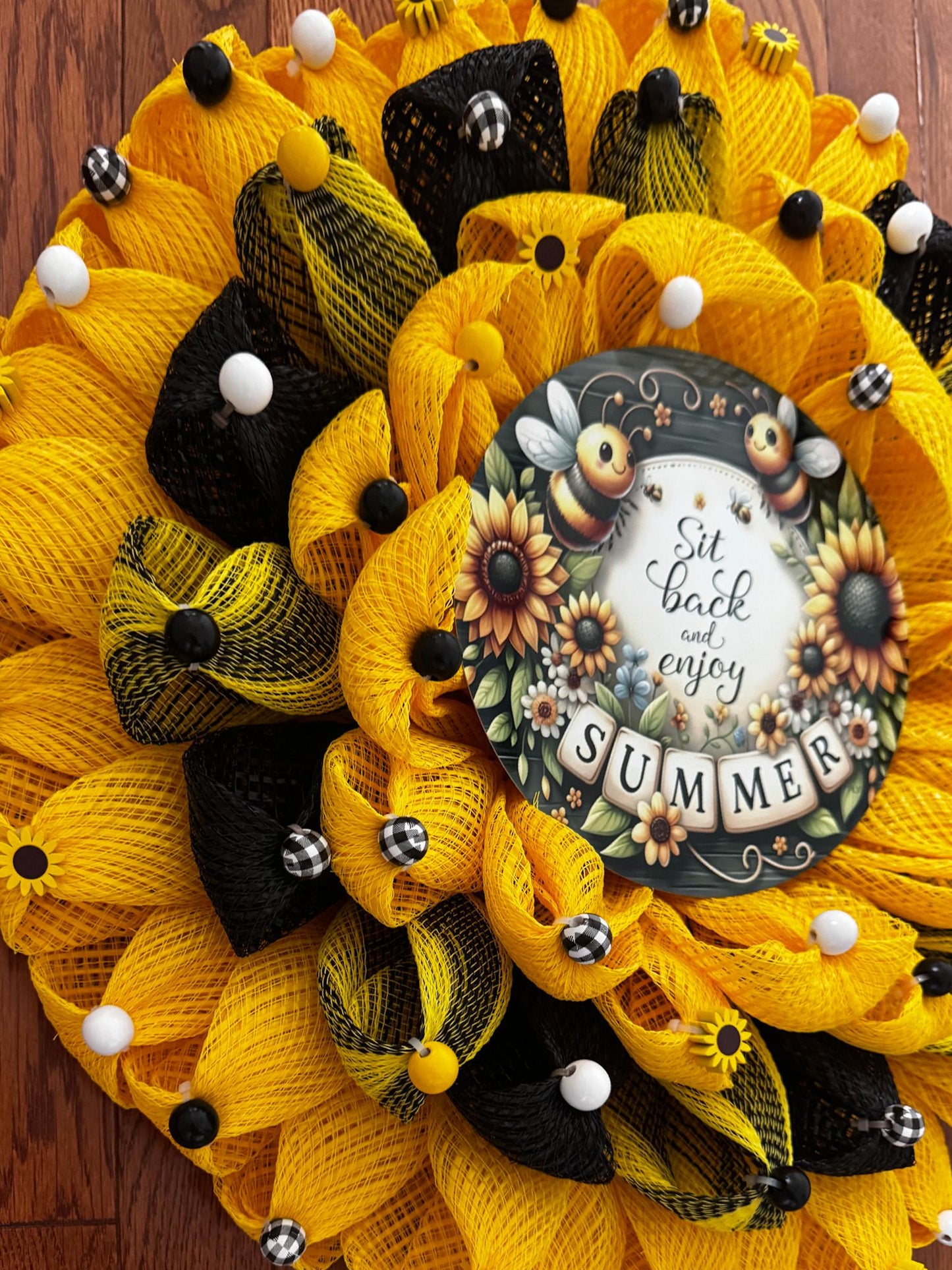 Sunflower petal wreath Front Door Wreath Summer Wreath Between Storm Door