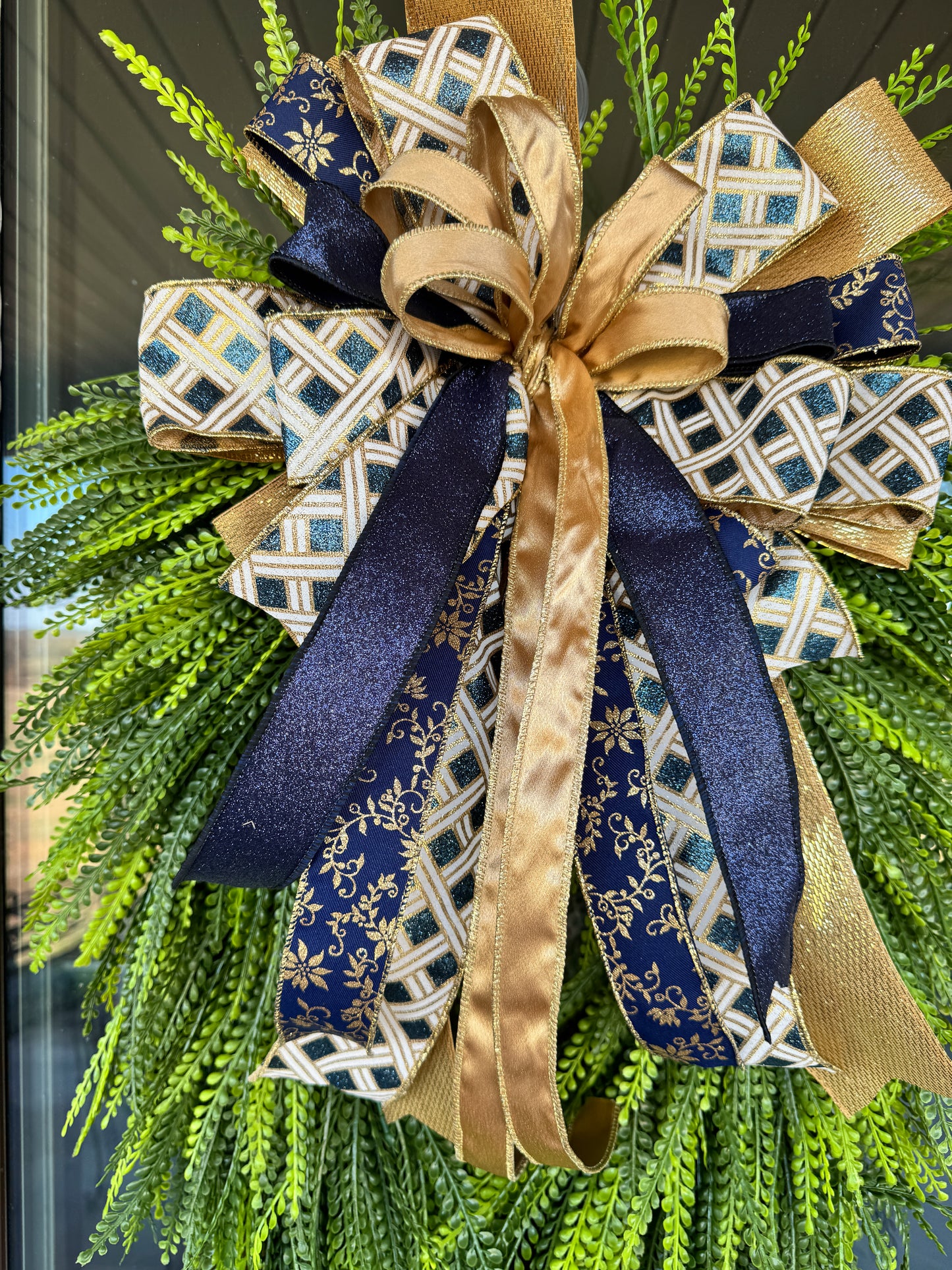 Navy and Gold Greenery Swag