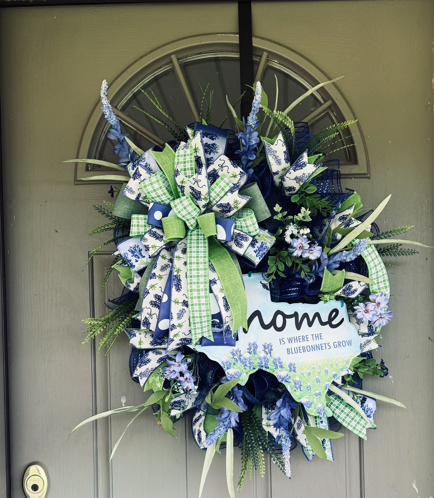 Home Is Where the Bluebonnets Grow Wreath – Spring & Summer Front Door Decor
