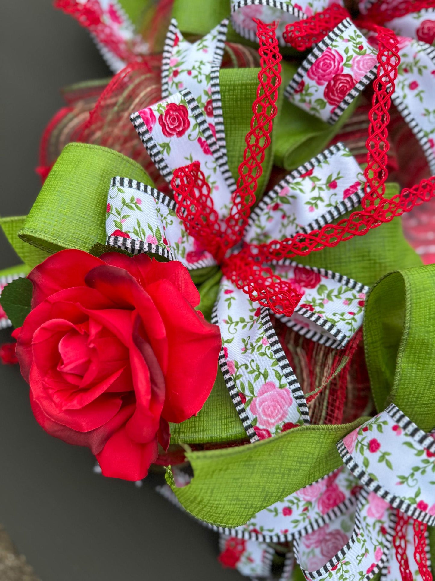 All season front door wreath, Red Rose Wreath, Front Door Wreath, Gift for Mother, Welcome Wreath, Home Decor,