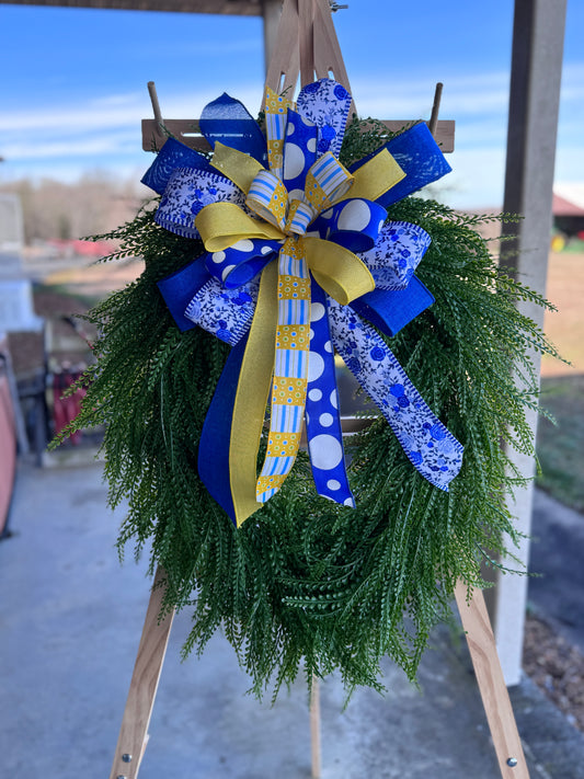 💙💛 Blue & Yellow Floral Bow