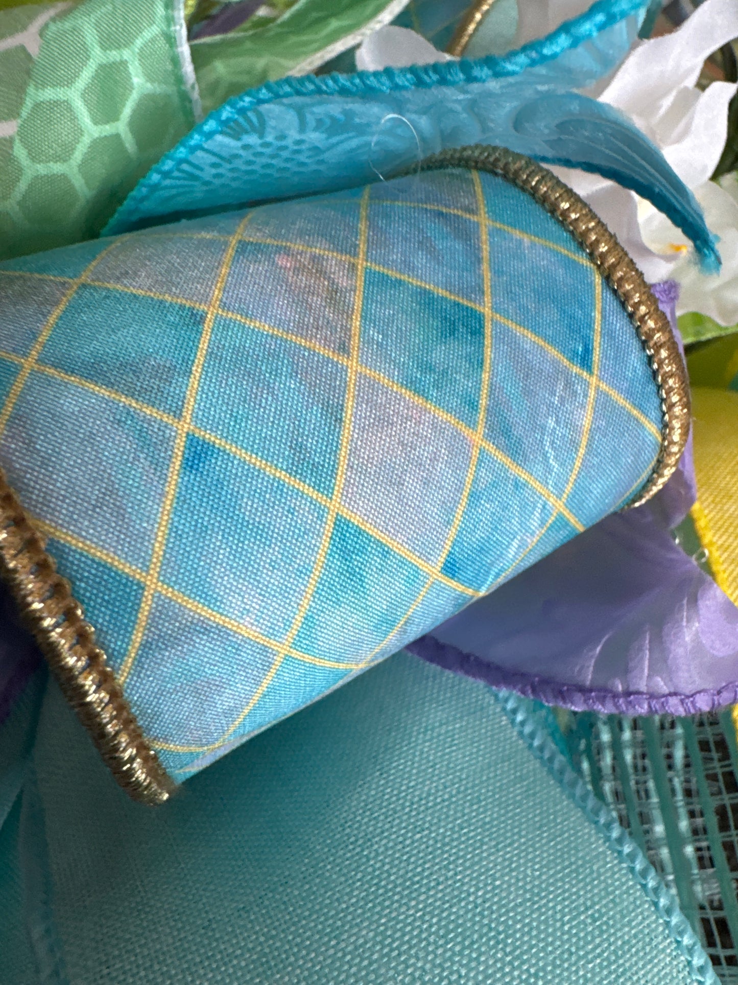 He Is Risen Easter Wreath with Cross Sign | Christian Spring Wreath | Farrisilk Ribbon Faith Front Door Decor