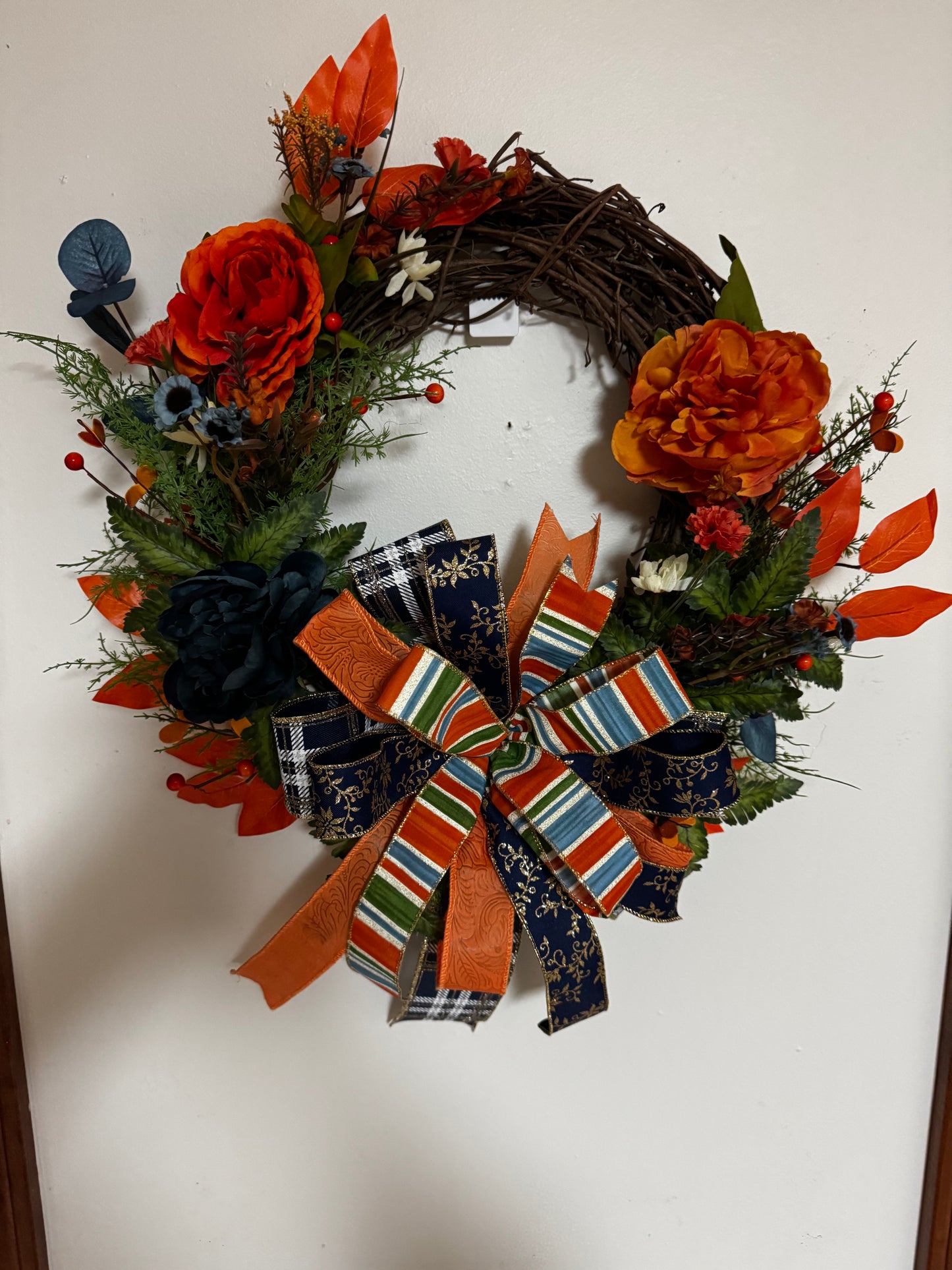 Fall Grapevine Wreath with Bow – Handcrafted Autumn Door Décor