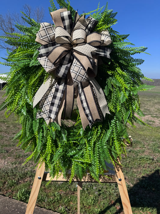 Oval 26” Beaded Grass and Fern Wreath