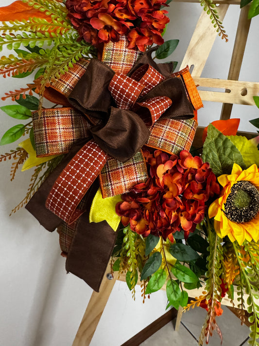 Sunflower & Burnt Orange Fall Grapevine Wreath