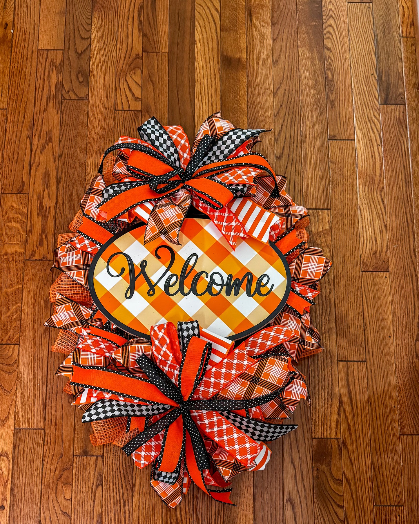 Orange Welcome Wreath, Tennessee Welcome Wreath, Front Door Wreath, Storm Door Wreath
