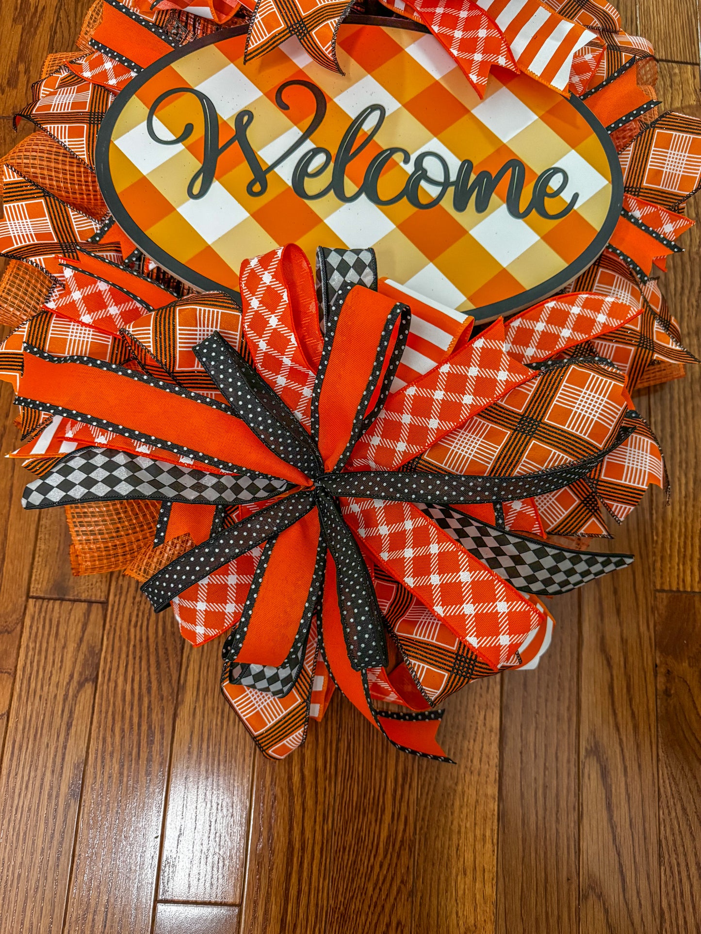 Orange Welcome Wreath, Tennessee Welcome Wreath, Front Door Wreath, Storm Door Wreath