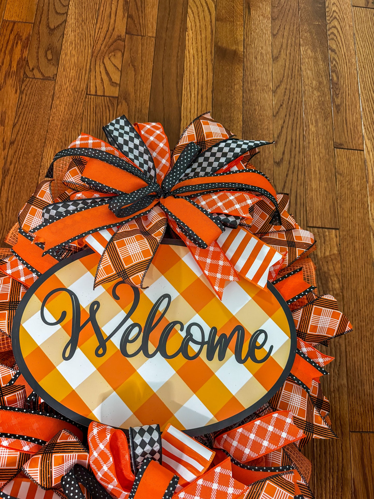 Orange Welcome Wreath, Tennessee Welcome Wreath, Front Door Wreath, Storm Door Wreath