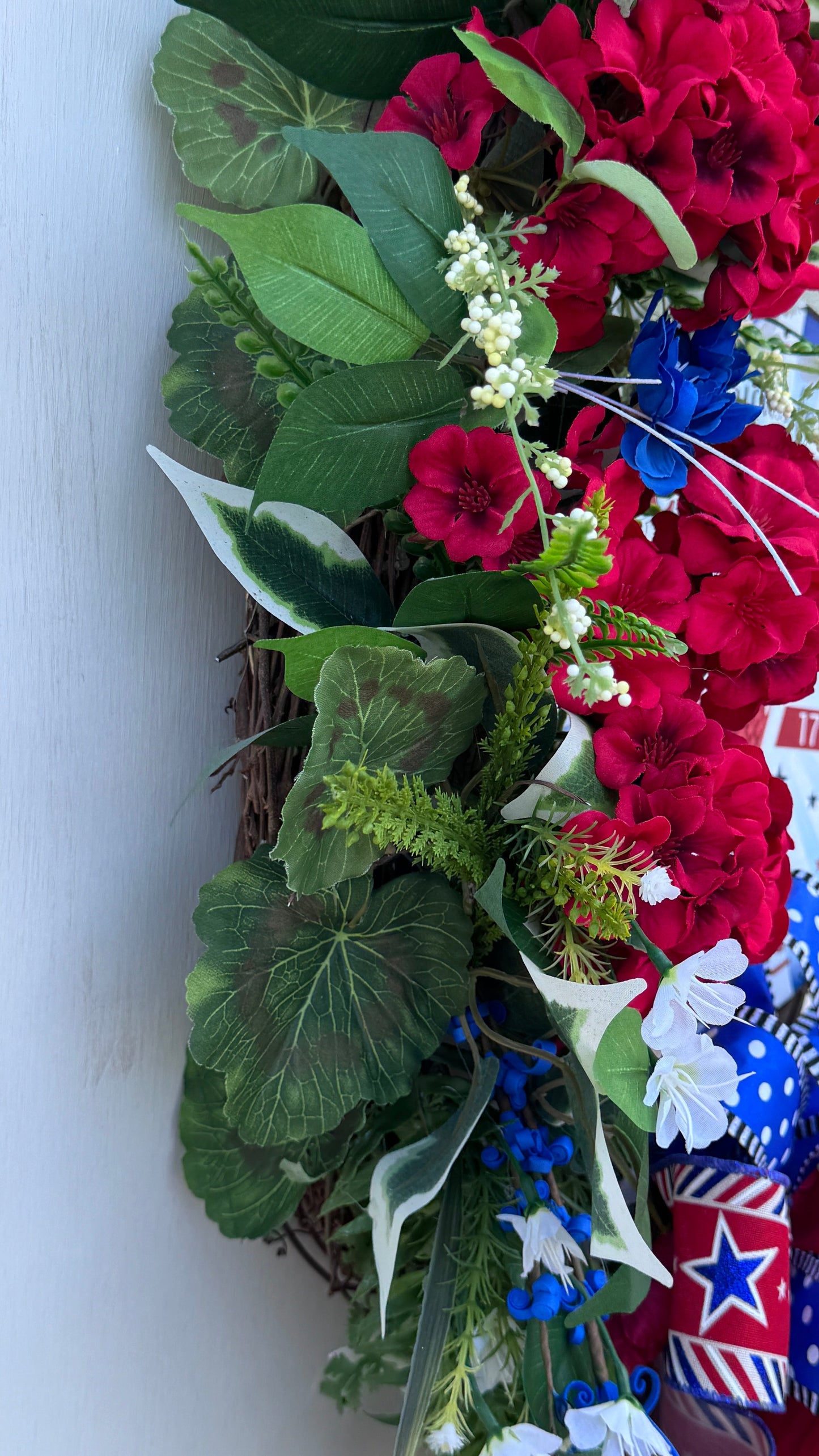 Sale price is $90.00 Discount will show at Checkout!!!!God Bless America Patriotic Wreath – Red, White & Blue Summer Door Décor