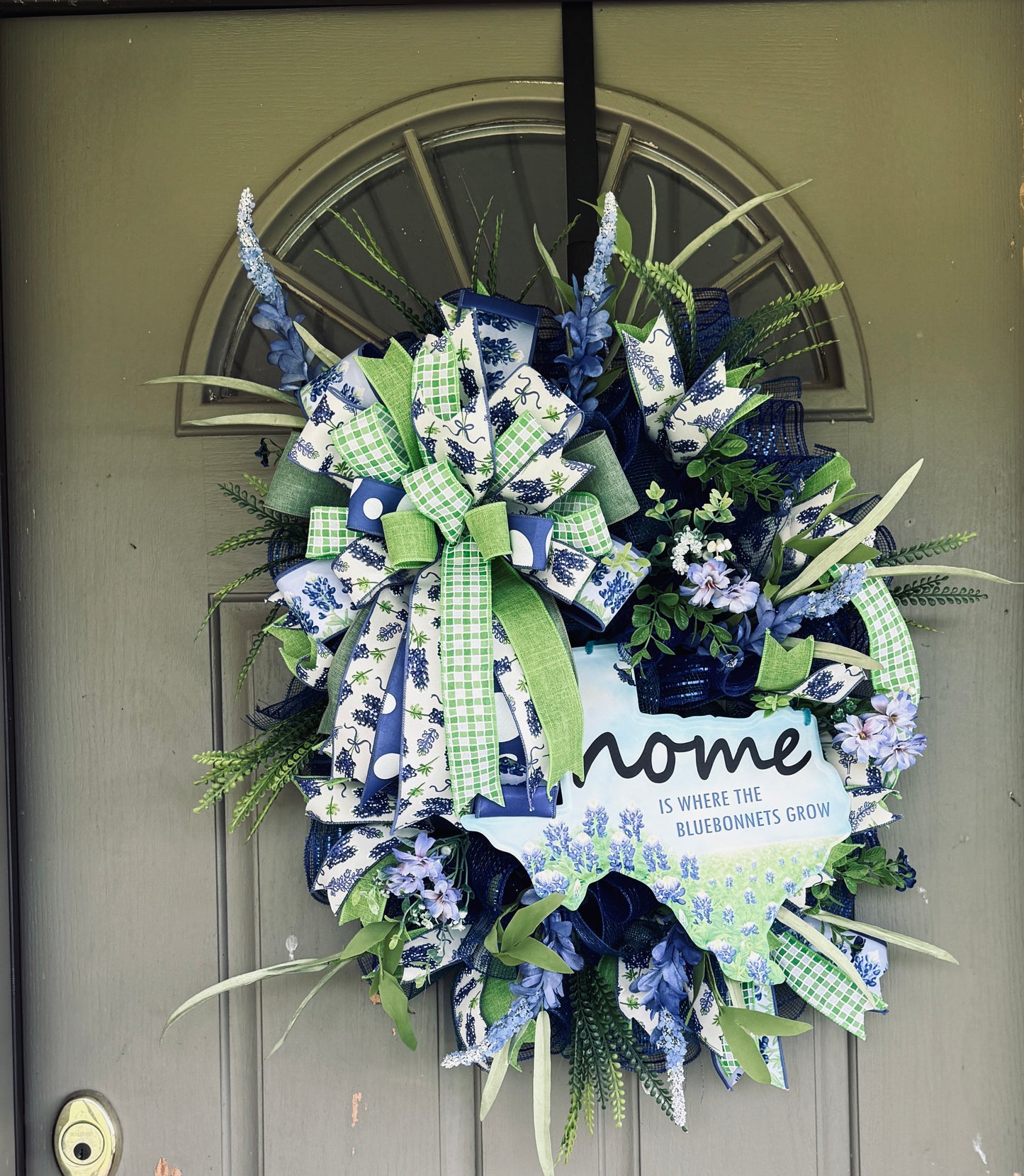 Home Is Where the Bluebonnets Grow Wreath – Spring & Summer Front Door Decor