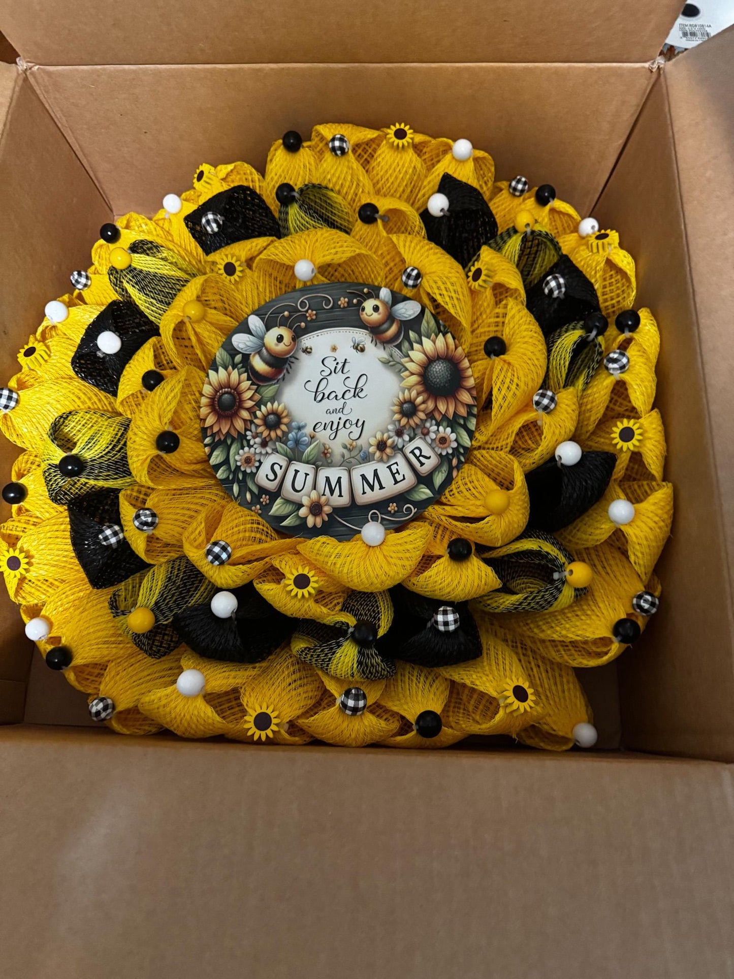 Sunflower petal wreath  Front Door Wreath Summer Wreath Between Storm Door