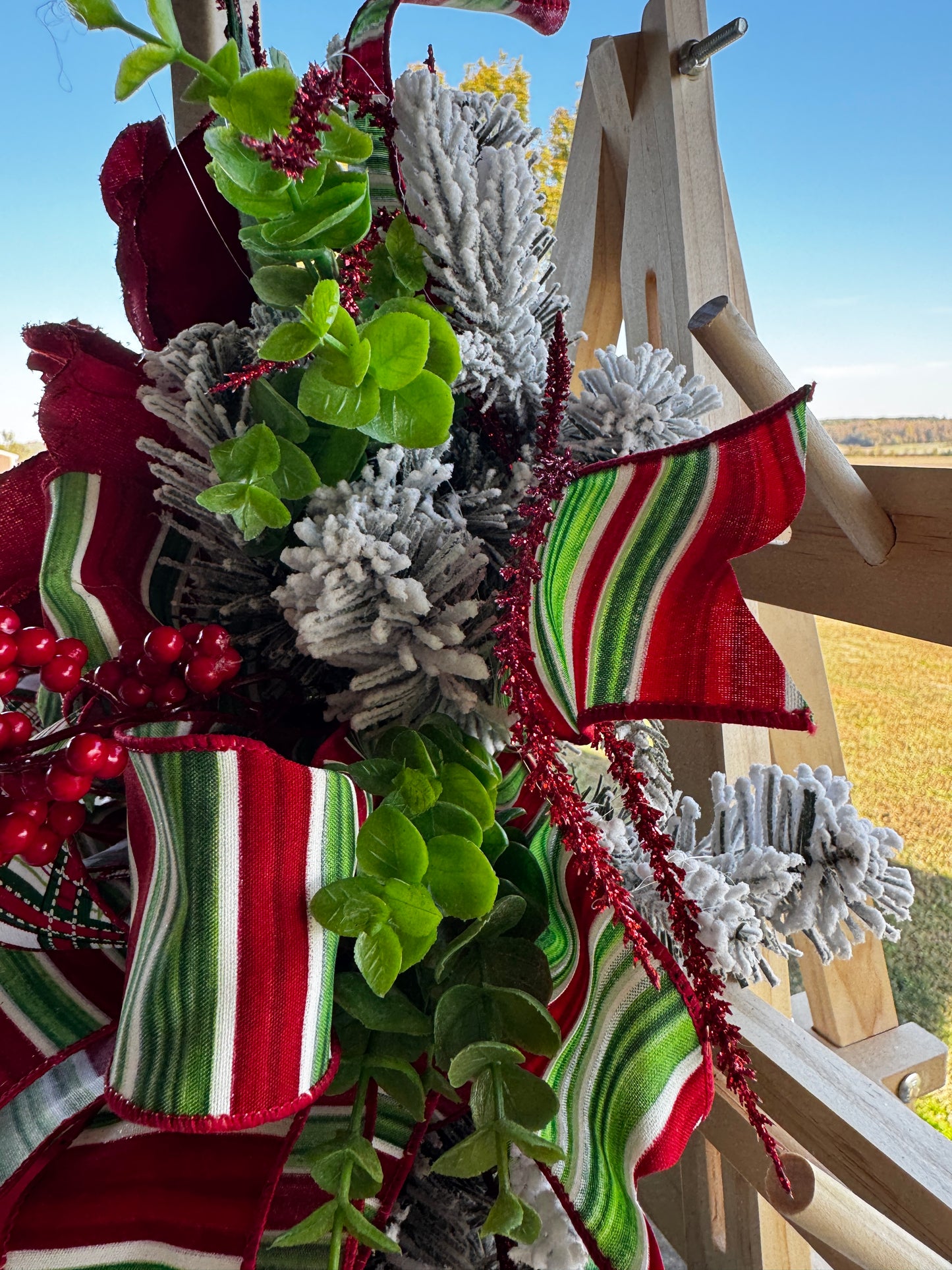 ❤️ Flocked Red Magnolia Christmas Swag – Very High Quality, Heavy &amp; Low-Shedding