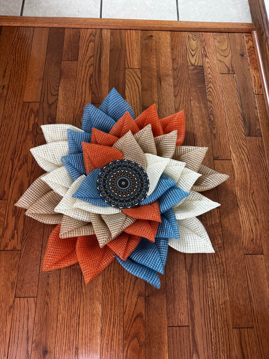 Four Swirl Fall Flower, Autumn wreath, Fall Wreath,  Fall Flower wreath, front door wreath, Storm door wreath,