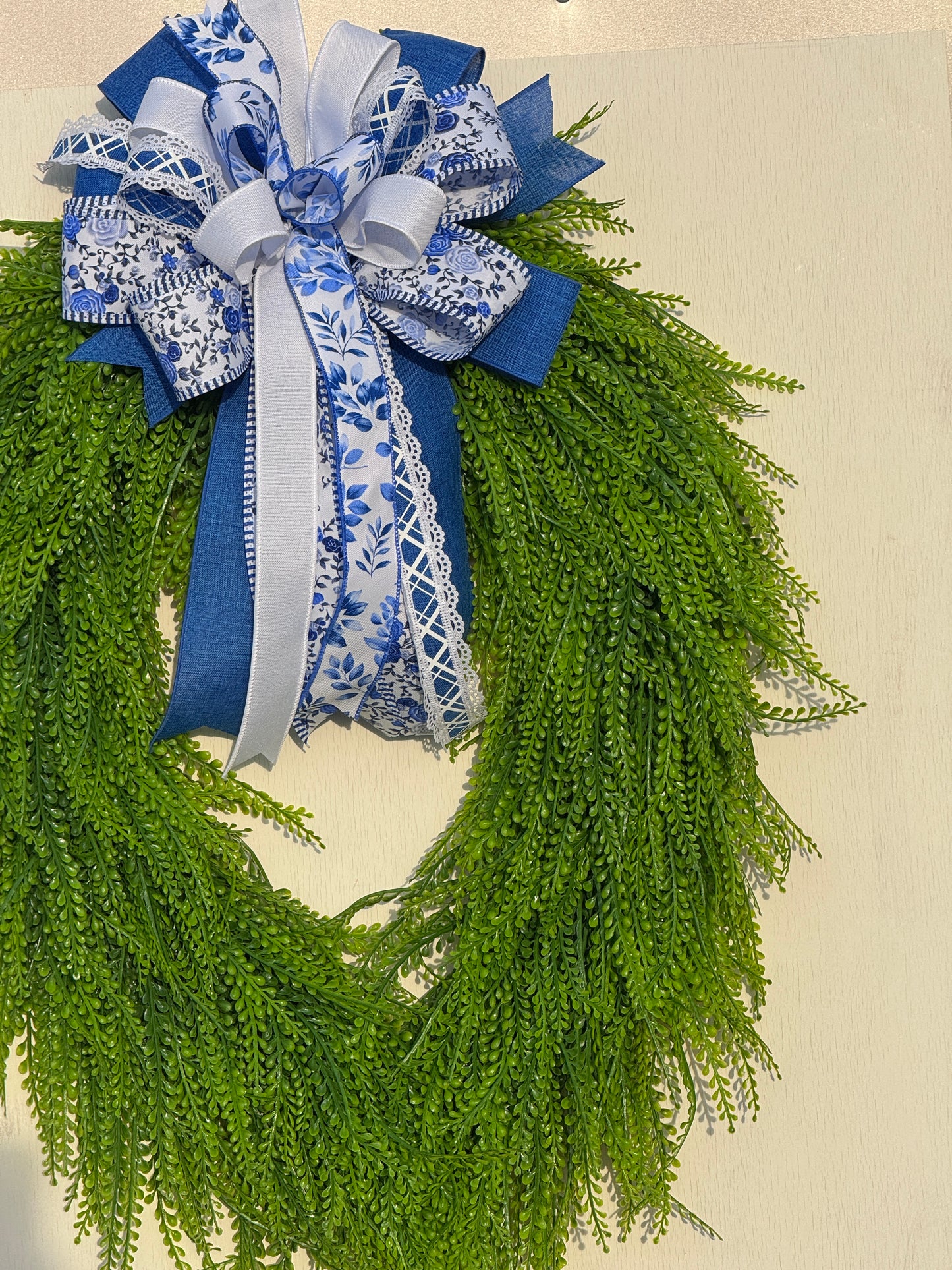 Blue Chinoiserie Designer Interchangeable Bow | Wreath Accent Bow Only