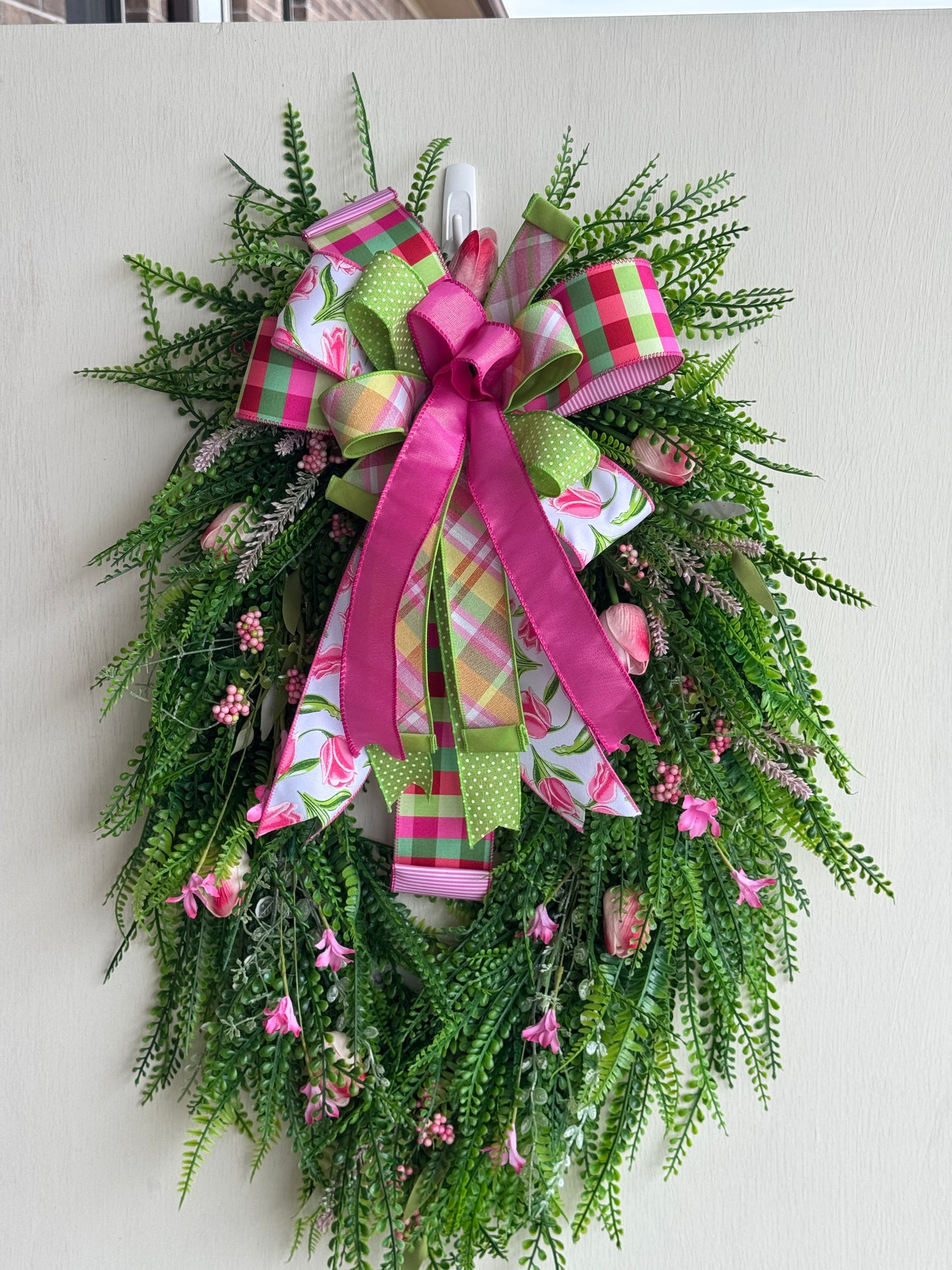 Pink Tulip Greenery Wreath | Spring Front Door Decor | Garden Inspired Summer Wreath