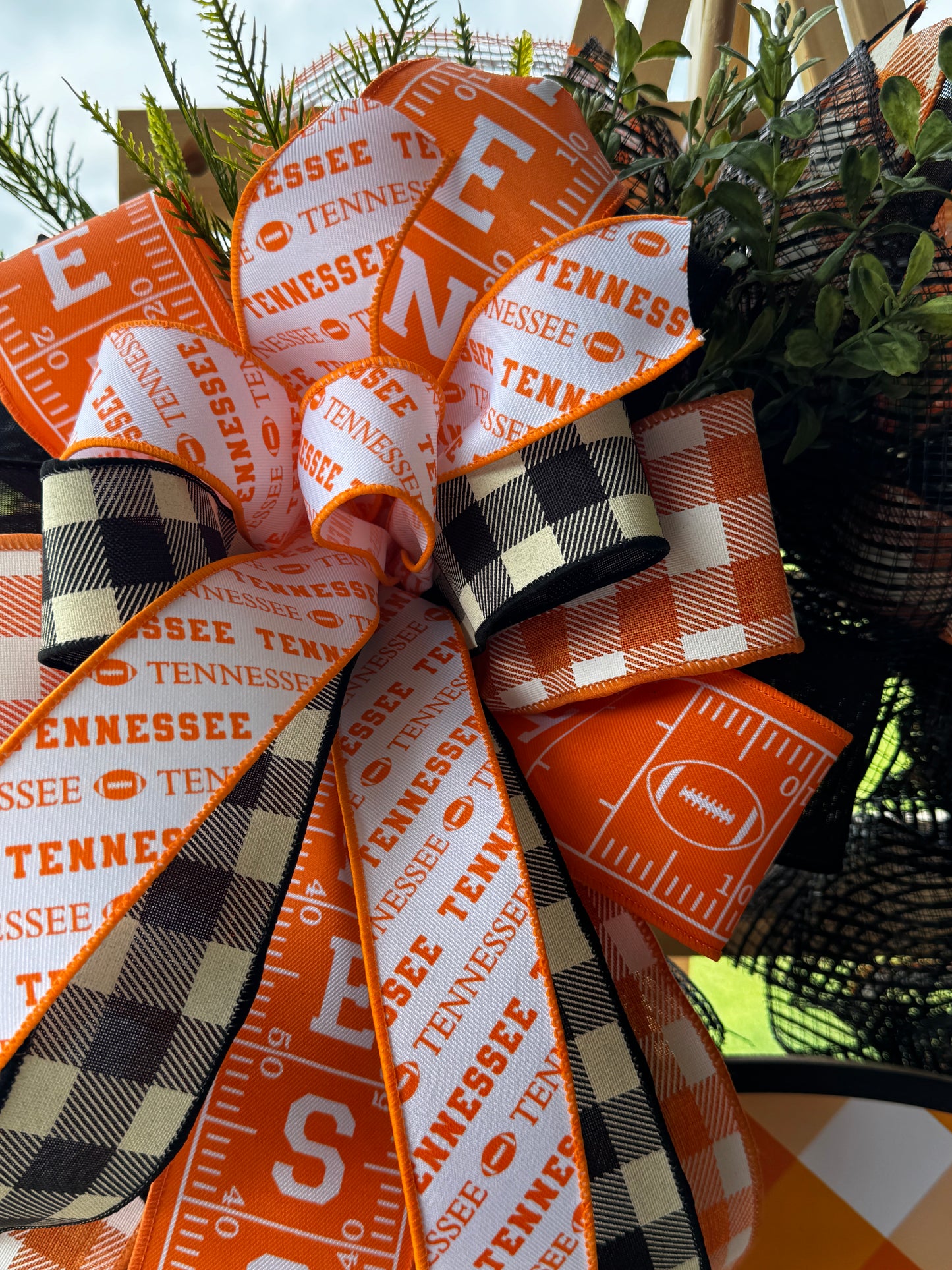 Tennessee Welcome Wreath – Orange & White Front Door Decor | Handmade Football Season Wreath