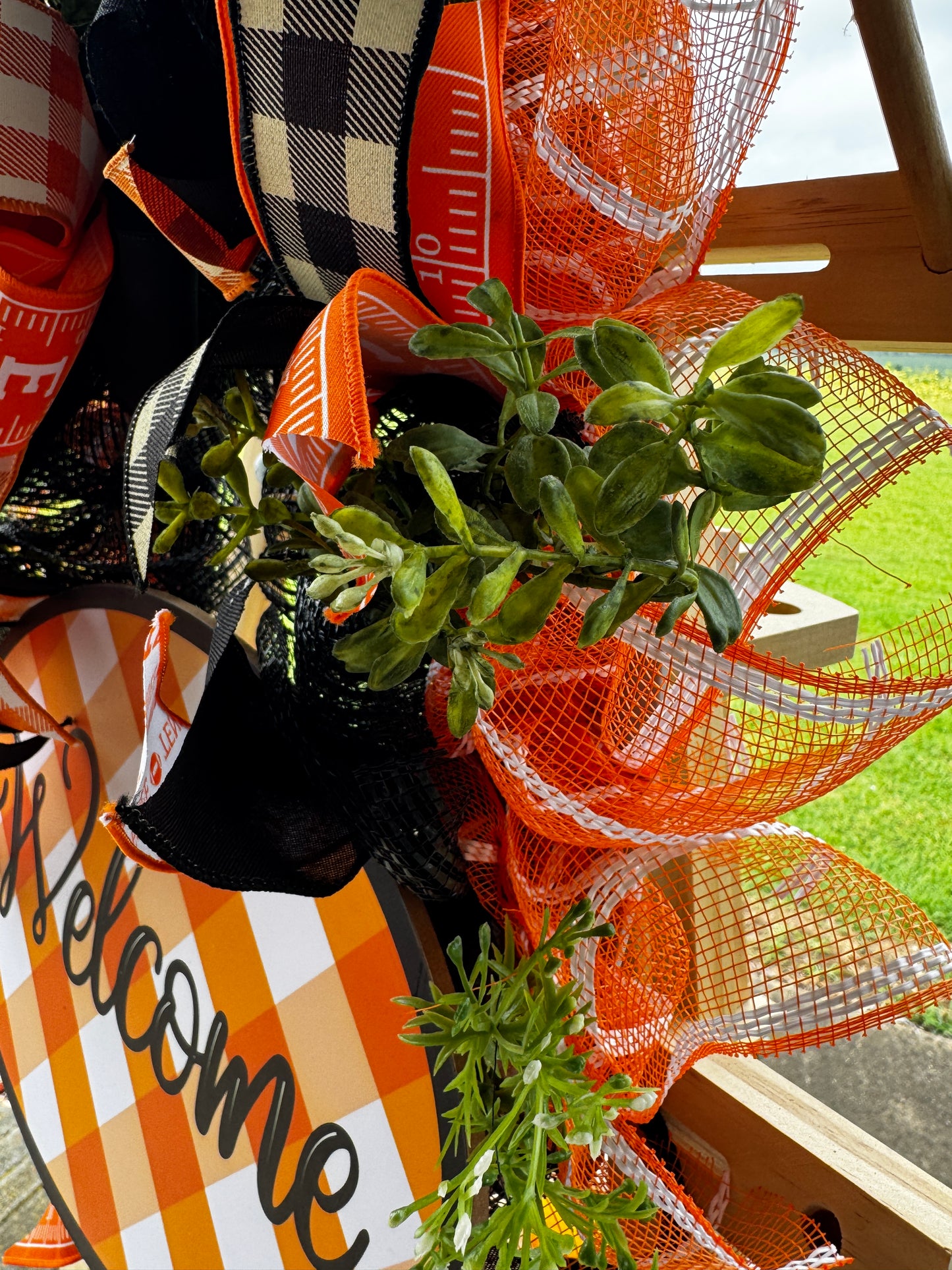 Tennessee Welcome Wreath – Orange & White Front Door Decor | Handmade Football Season Wreath