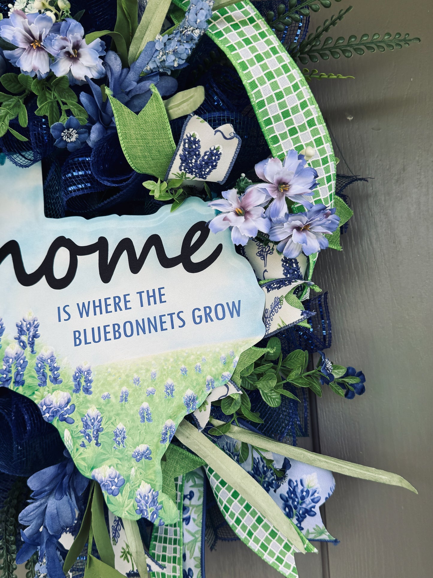 Home Is Where the Bluebonnets Grow Wreath – Spring & Summer Front Door Decor