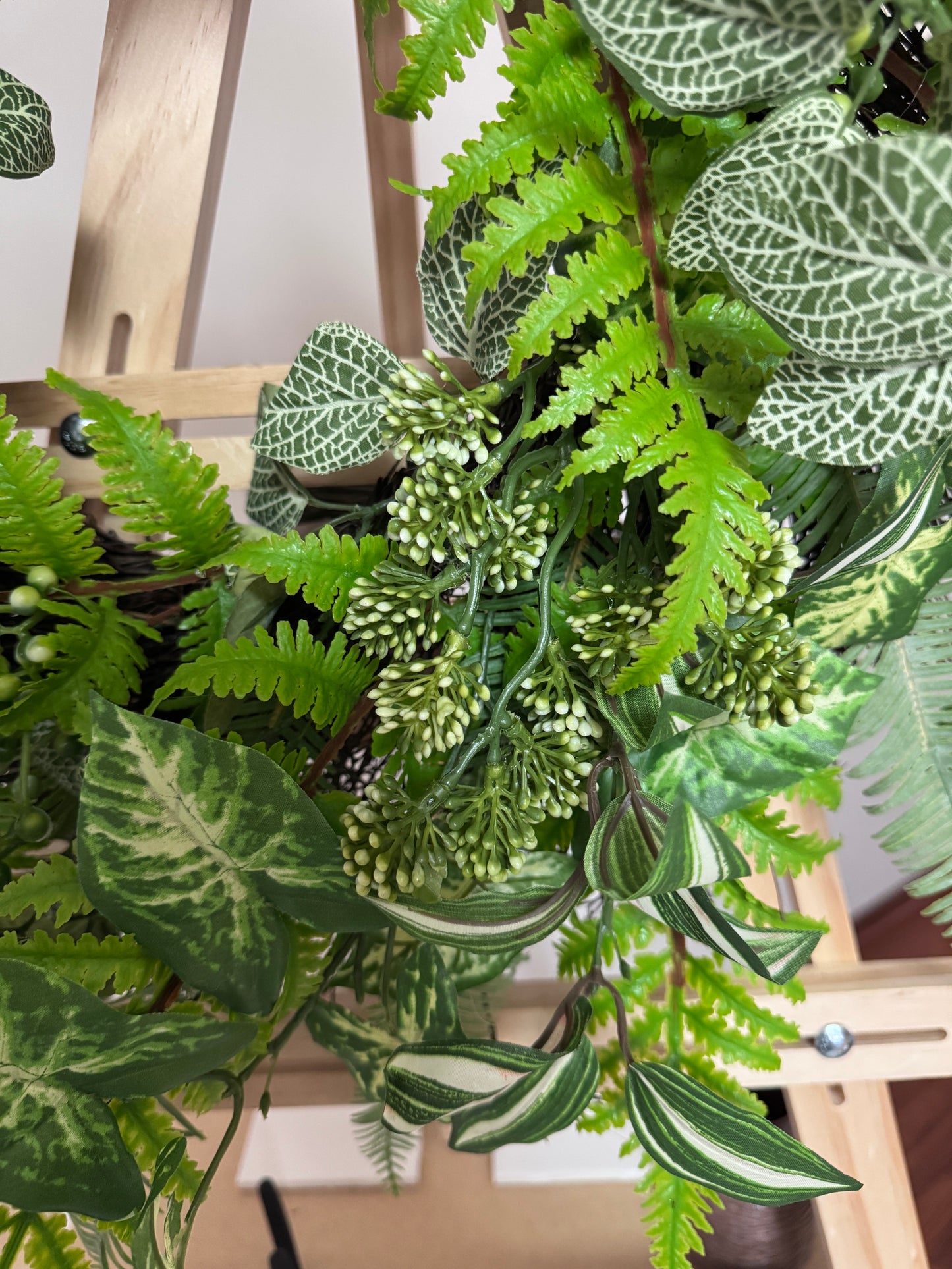 Luxury Botanical Greenery Wreath | Variegated Fern & Foliage Door Wreath | Everyday Front Door Decor | Designer Garden Wreath