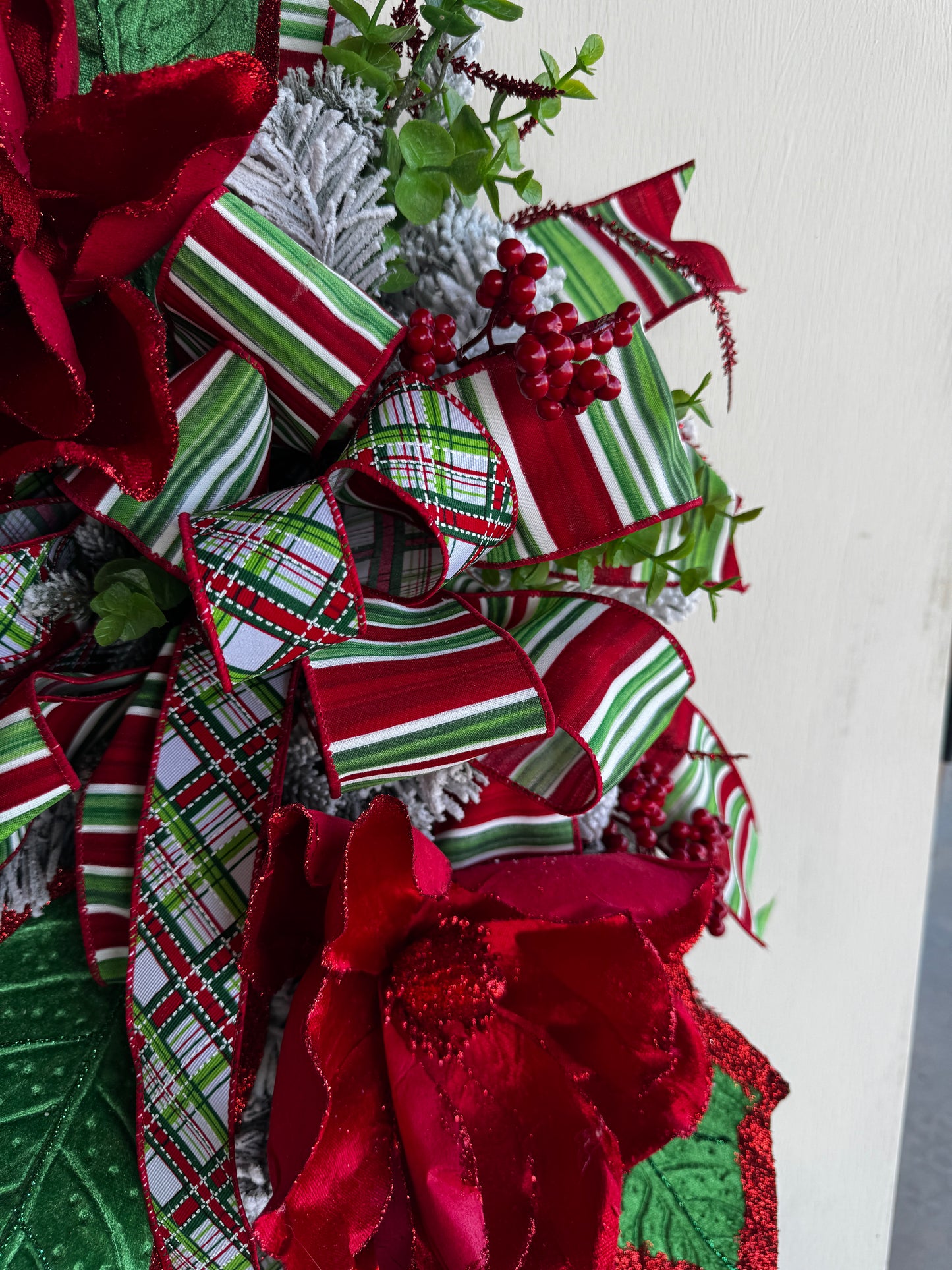 ❤️ Flocked Red Magnolia Christmas Swag – Very High Quality, Heavy &amp; Low-Shedding