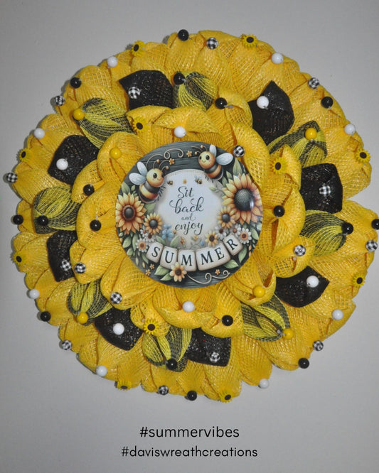 Sunflower petal wreath  Front Door Wreath Summer Wreath Between Storm Door