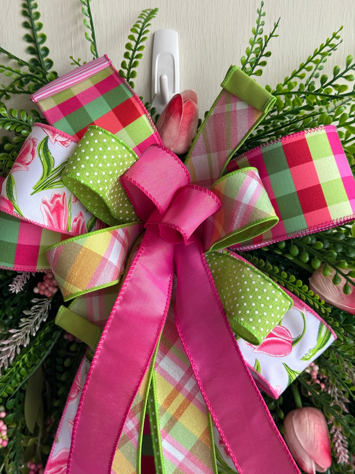 Pink Tulip Greenery Wreath | Spring Front Door Decor | Garden Inspired Summer Wreath