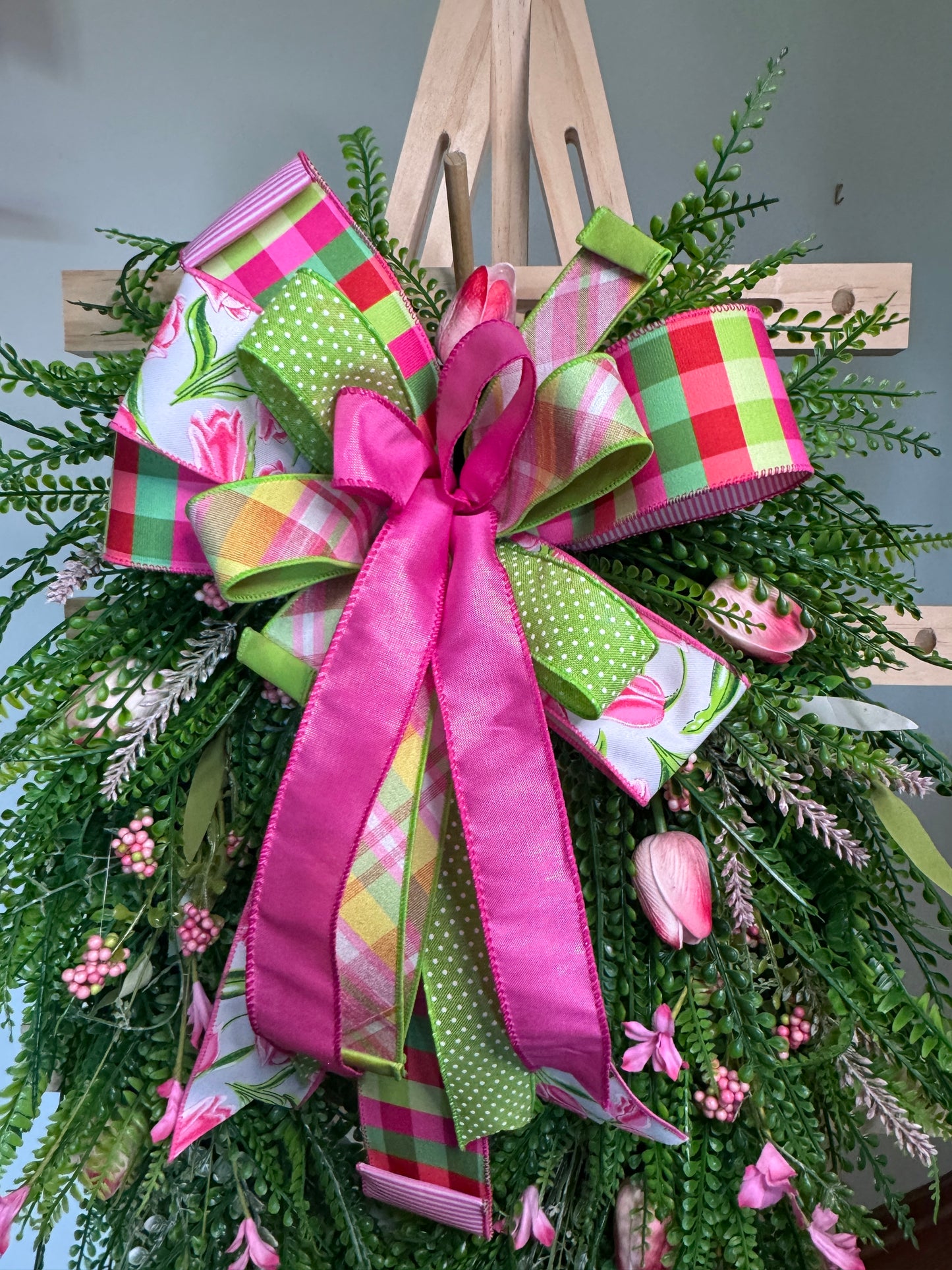 Pink Tulip Greenery Wreath | Spring Front Door Decor | Garden Inspired Summer Wreath