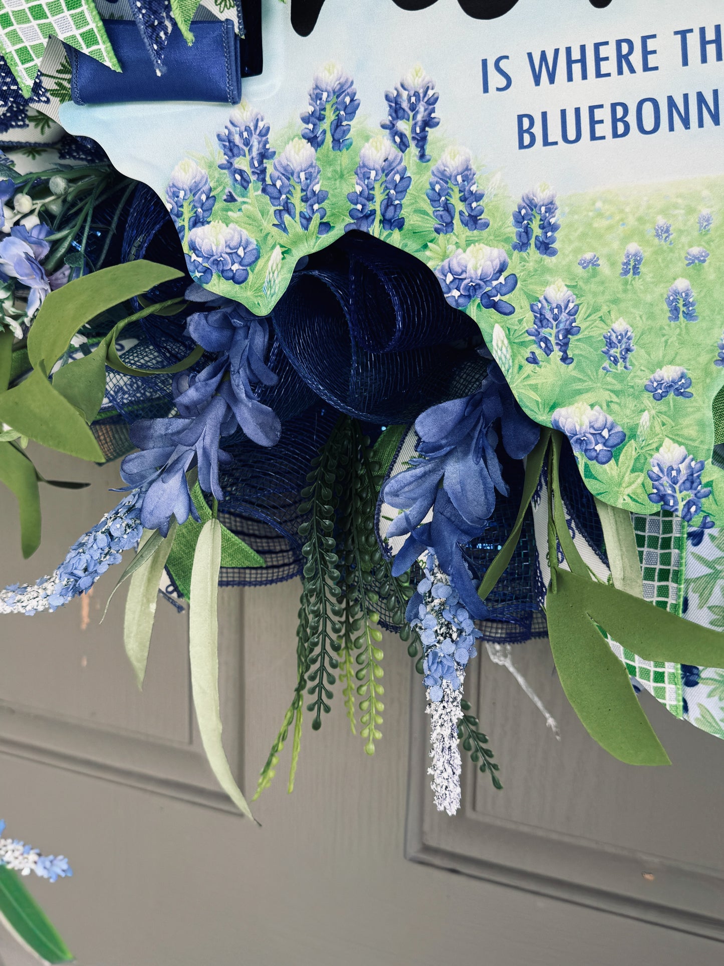 Home Is Where the Bluebonnets Grow Wreath – Spring & Summer Front Door Decor