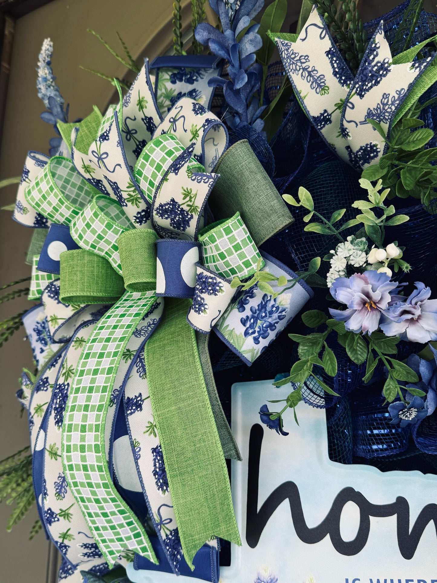 Home Is Where the Bluebonnets Grow Wreath – Spring & Summer Front Door Decor