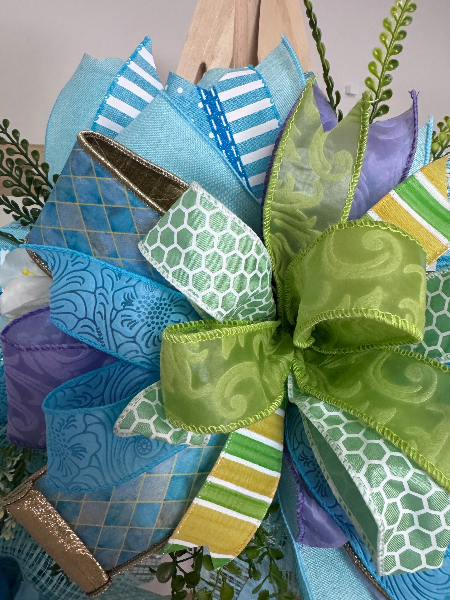 He Is Risen Easter Wreath with Cross Sign | Christian Spring Wreath | Farrisilk Ribbon Faith Front Door Decor