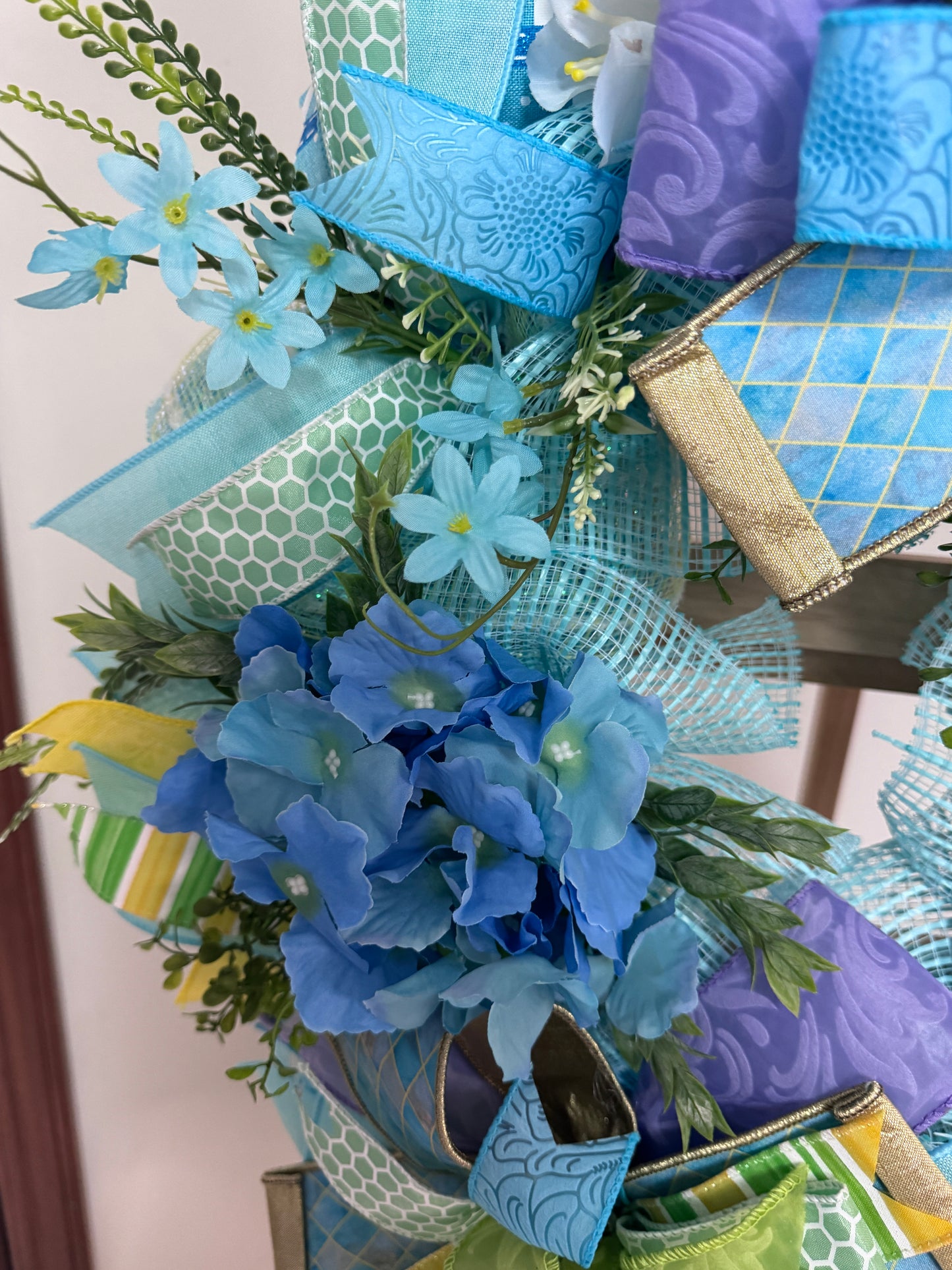 He Is Risen Easter Wreath with Cross Sign | Christian Spring Wreath | Farrisilk Ribbon Faith Front Door Decor