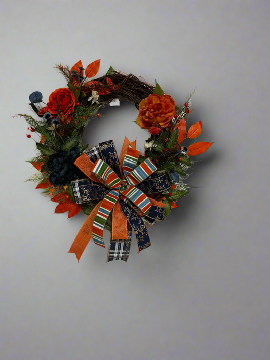 Fall Grapevine Wreath with Bow – Handcrafted Autumn Door Décor