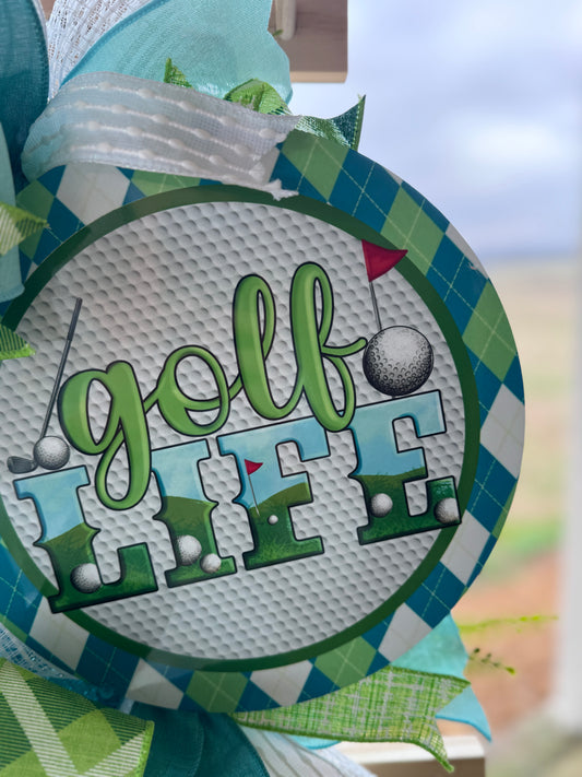 Golf Wreath for Front Door | Golf Lover Door Decor | Gift for Golfer | Golf Life Summer Mesh Wreath