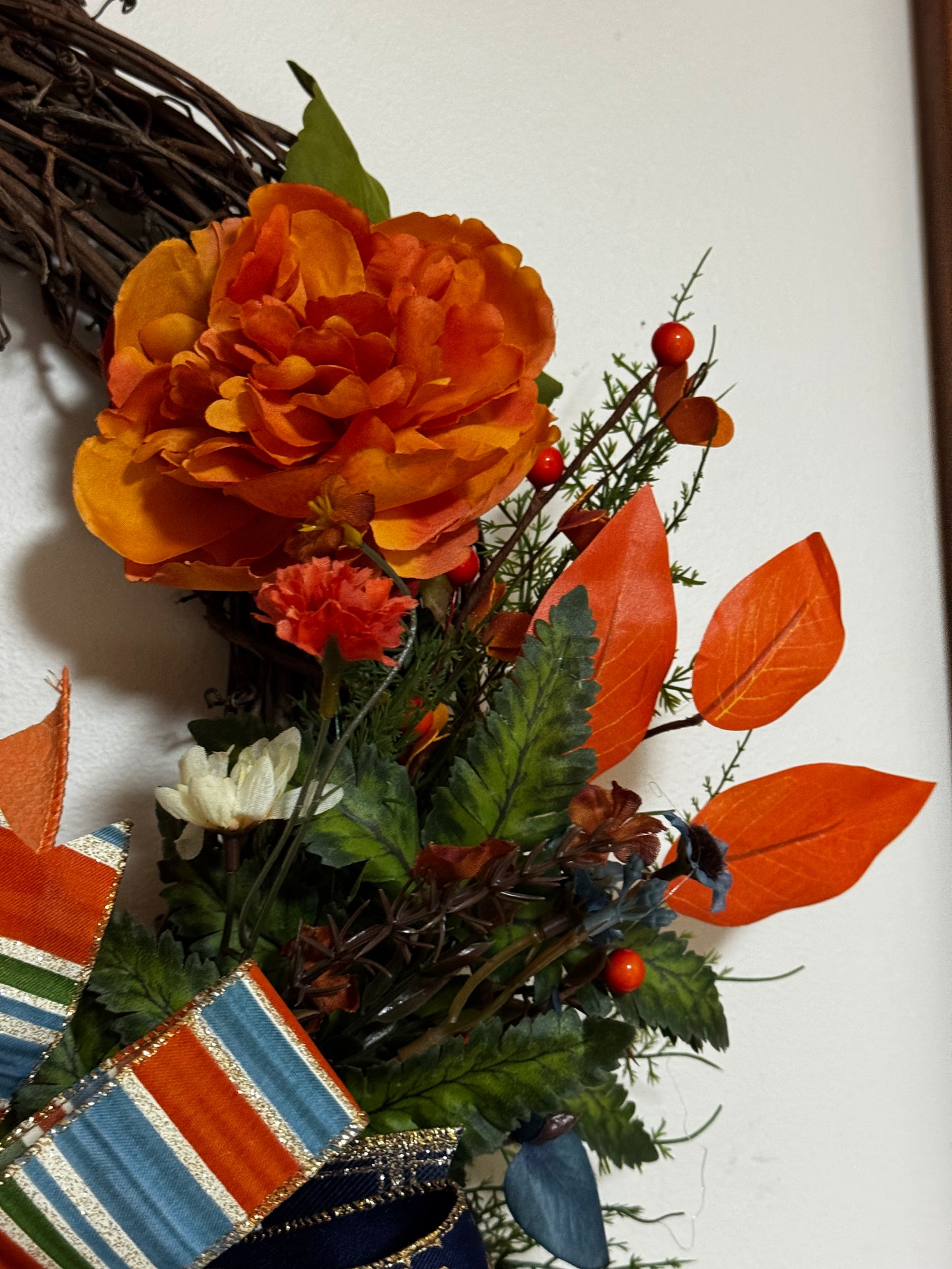 Fall Grapevine Wreath with Bow – Handcrafted Autumn Door Décor