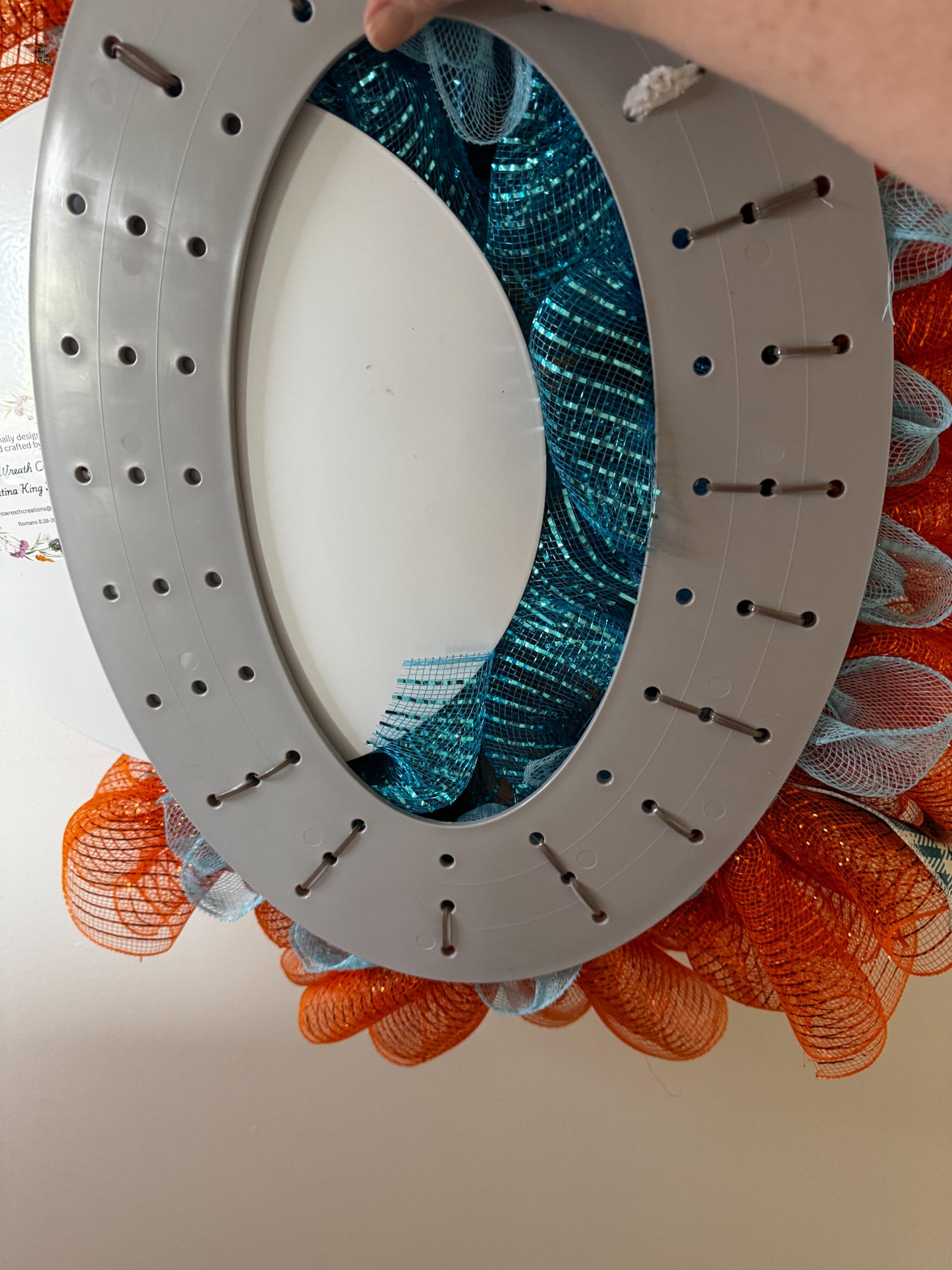 Autumn Blessing Wreath, Fall Wreath, Orange and Teal Fall Wreath, Teal Pumpkin Wreath, Fall Decor,