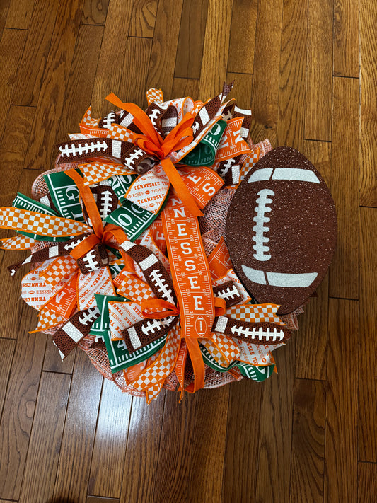 University of Tennessee Wreath,  UT Vols Football Wreath, UT Vols Wreath, UT Football Wreath,  Round University of Tennessee Wreath, Tennessee Ribbon, Fall Decor, Gift