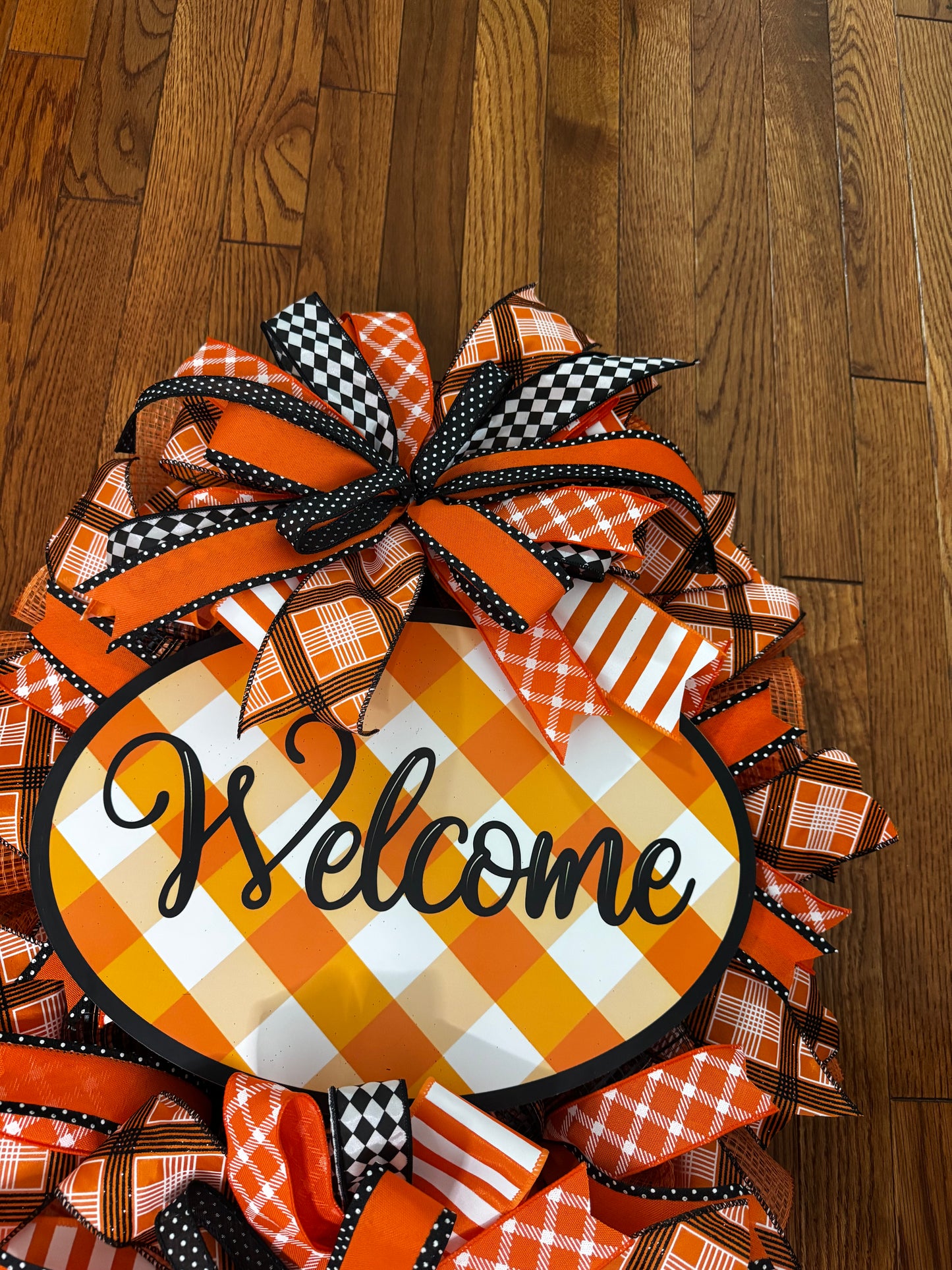 Orange Welcome Wreath, Tennessee Welcome Wreath, Front Door Wreath, Storm Door Wreath