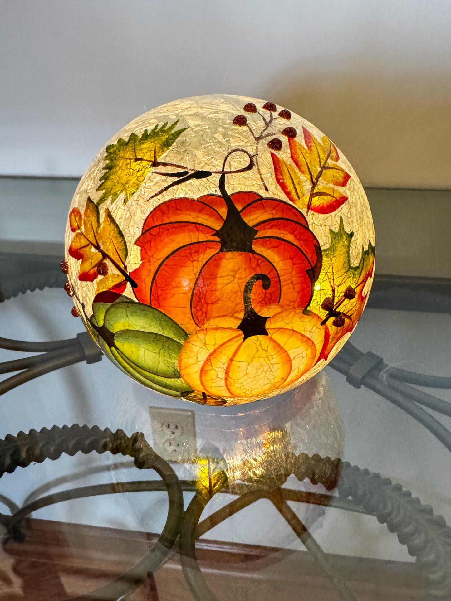 Autumn Harvest Pumpkin Centerpiece with Lighted Globe