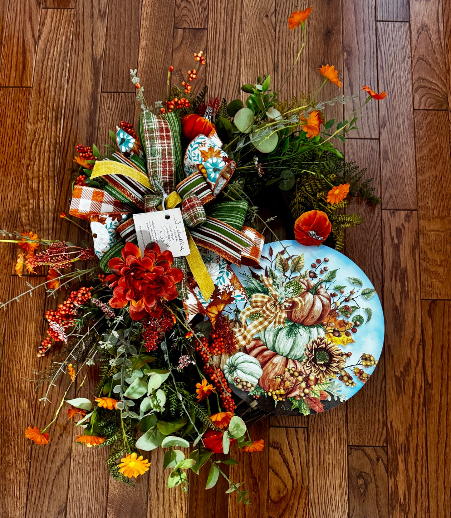 🍁 Pumpkin & Sunflower Fall Wreath – Handmade by Davis Wreath Creations