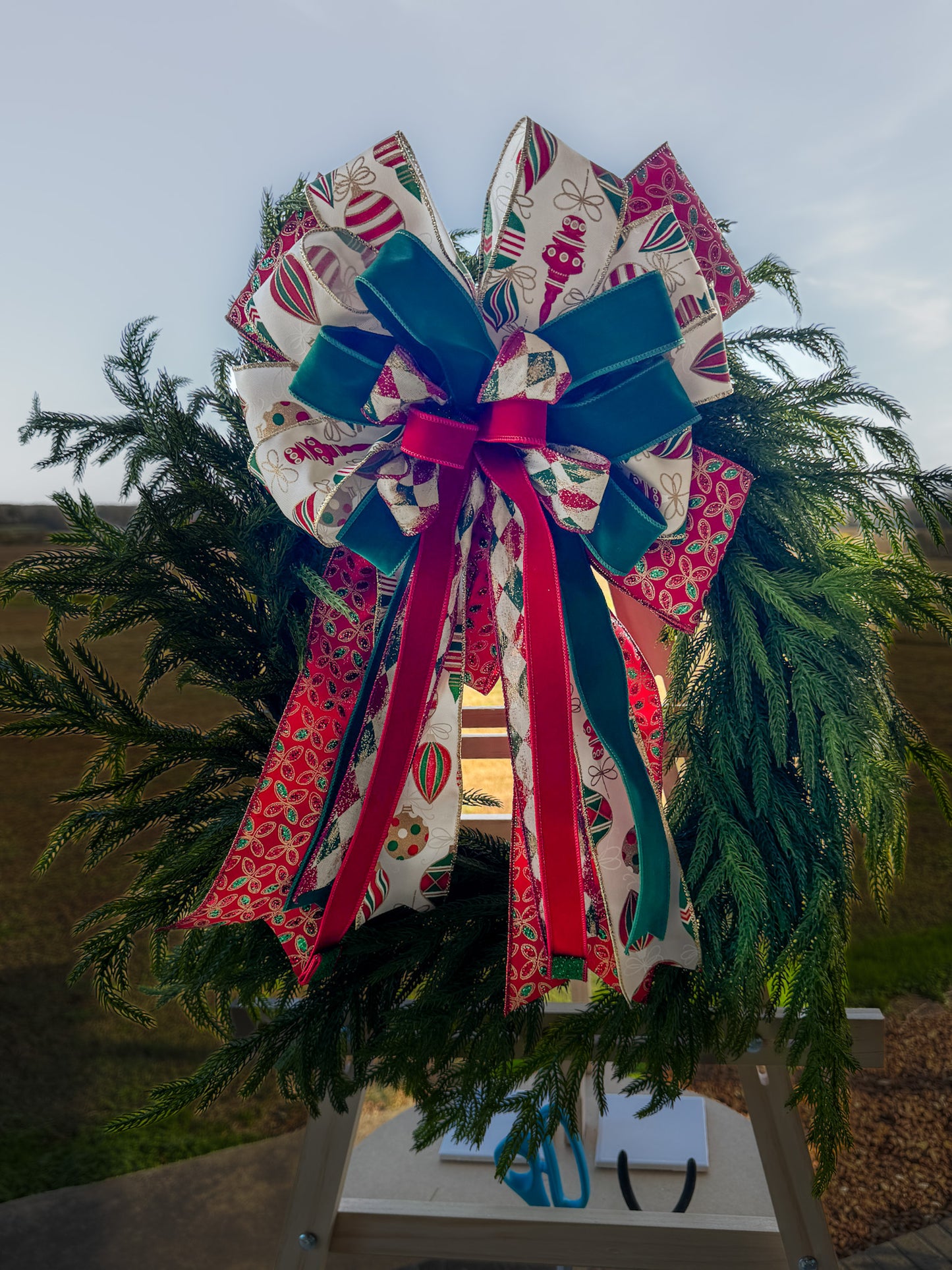 Farrisilk & Norfolk Pine Designer Wreath (Heavy Real Touch)