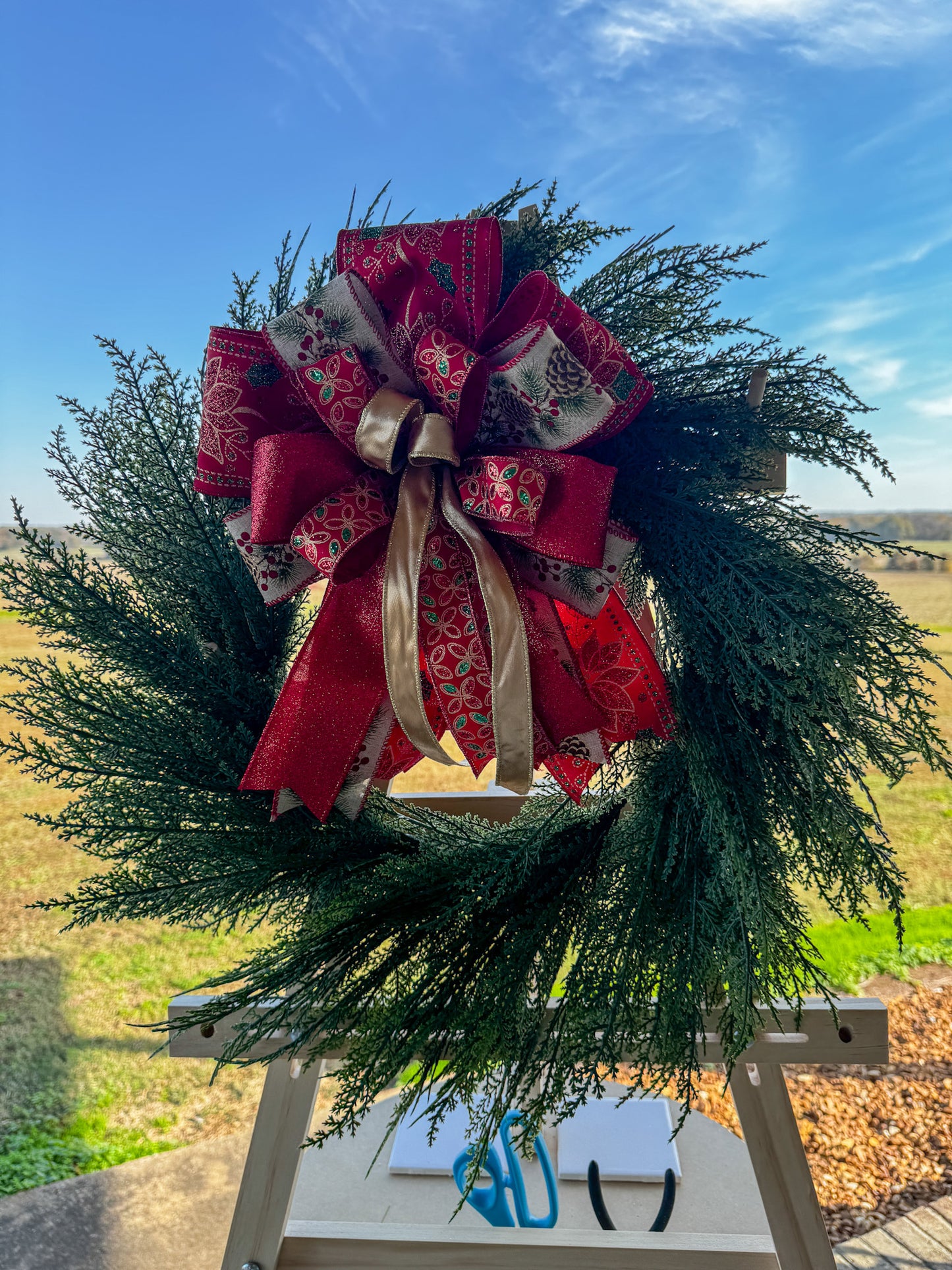 Red & Gold Holiday Classic Wreath