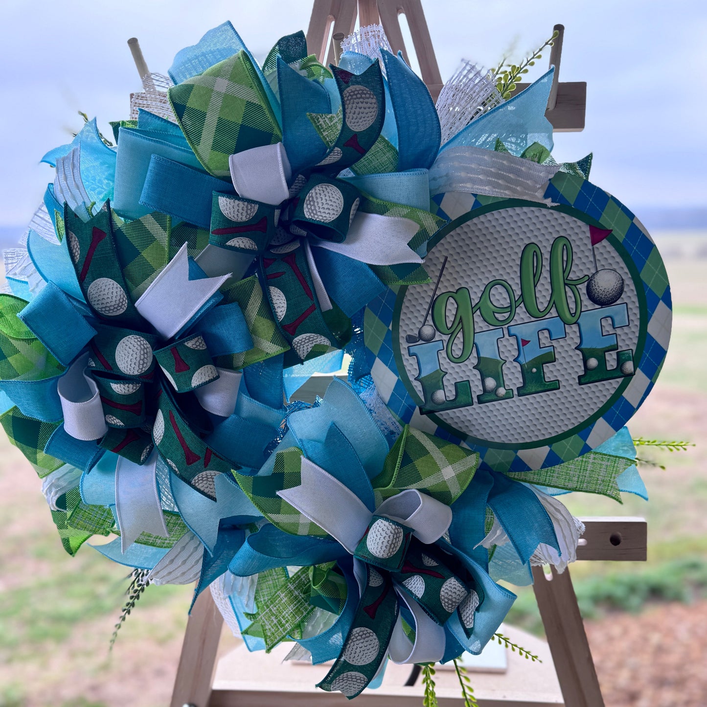 Golf Wreath for Front Door | Golf Lover Door Decor | Gift for Golfer | Golf Life Summer Mesh Wreath