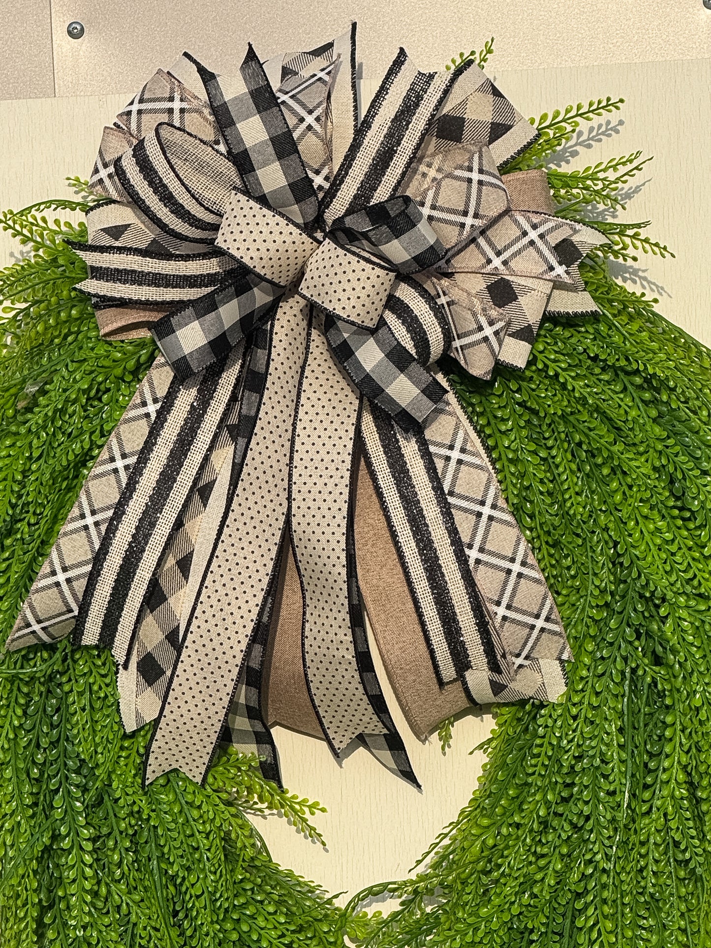 Neutral Farmhouse Interchangeable Designer Bow | Wreath Accent Bow Only