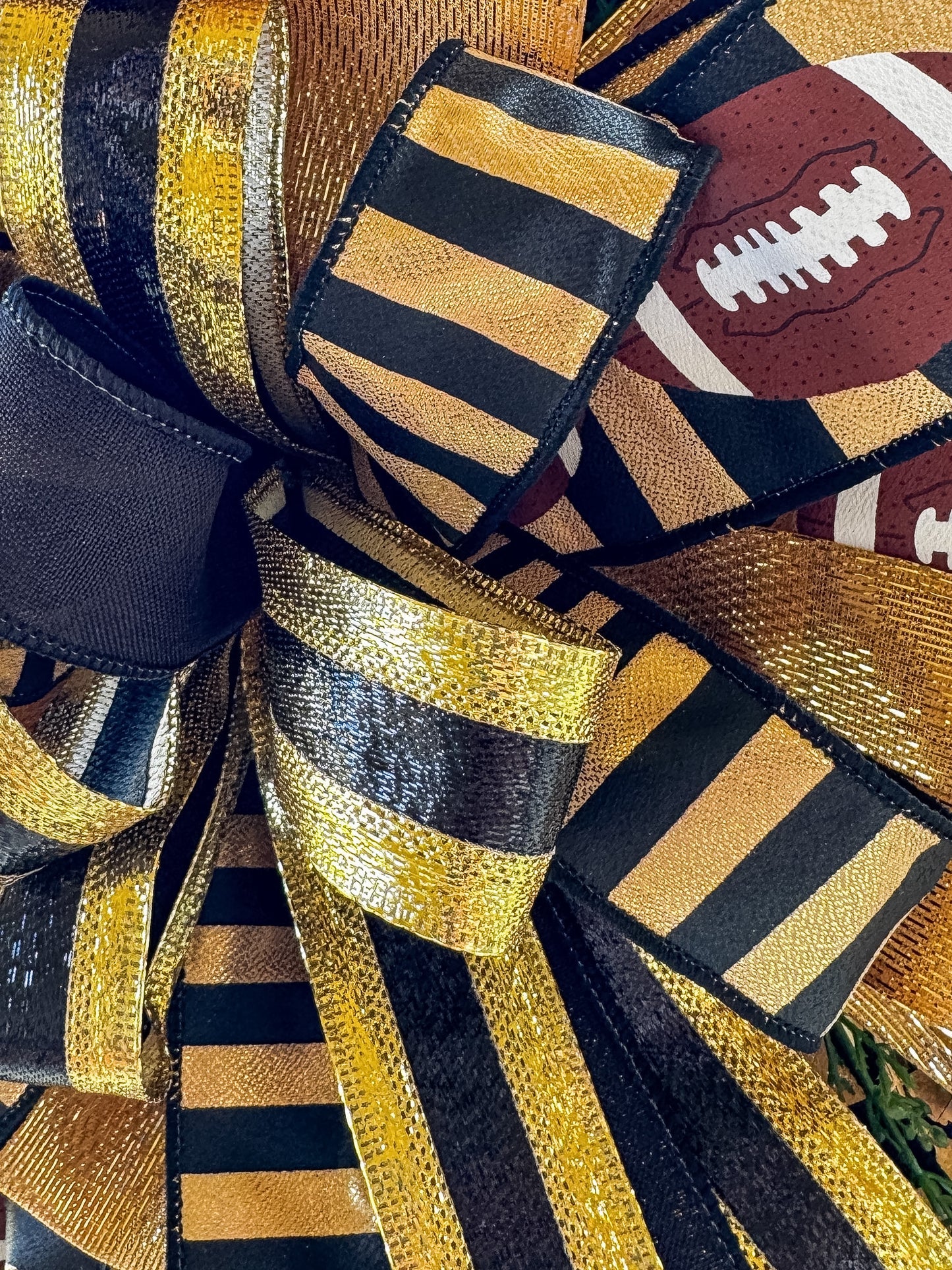 Dresden Lions Football Wreath – Black & Gold Game Day Door Decor