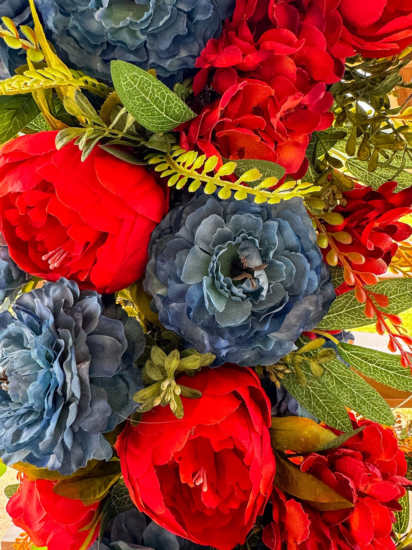 Dusty Blue and Burnt Orange Fall Grapevine Wreath