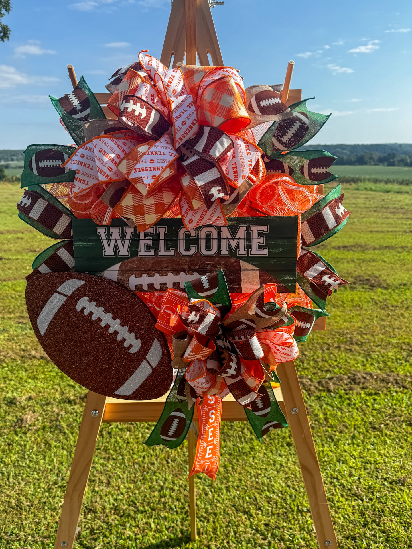 Tennessee Football Welcome Wreath – Orange, White & Green Door Décor