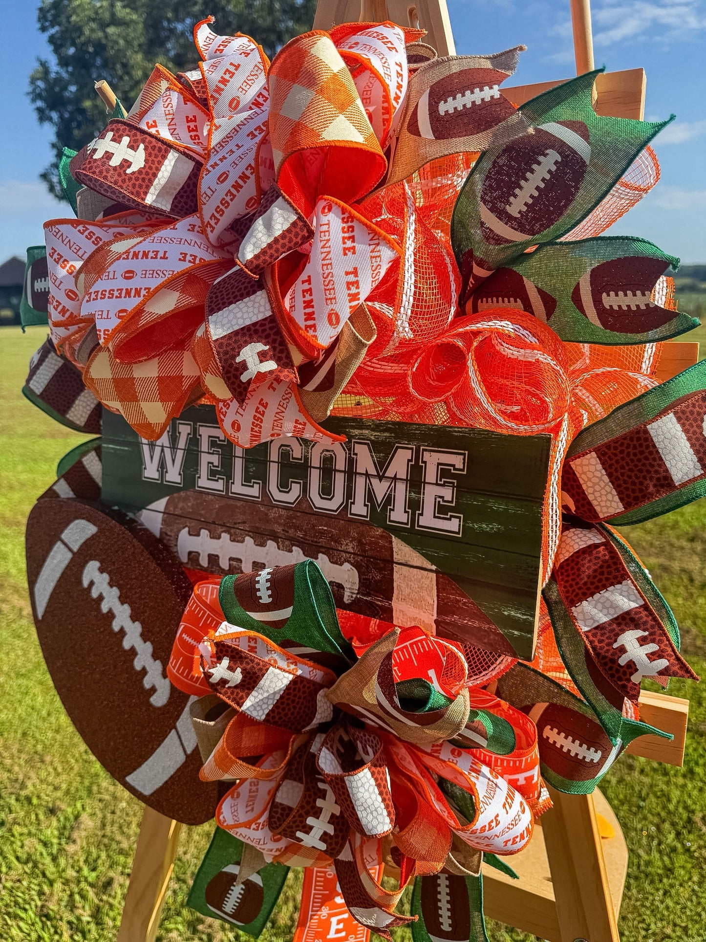 Tennessee Football Welcome Wreath – Orange, White & Green Door Décor