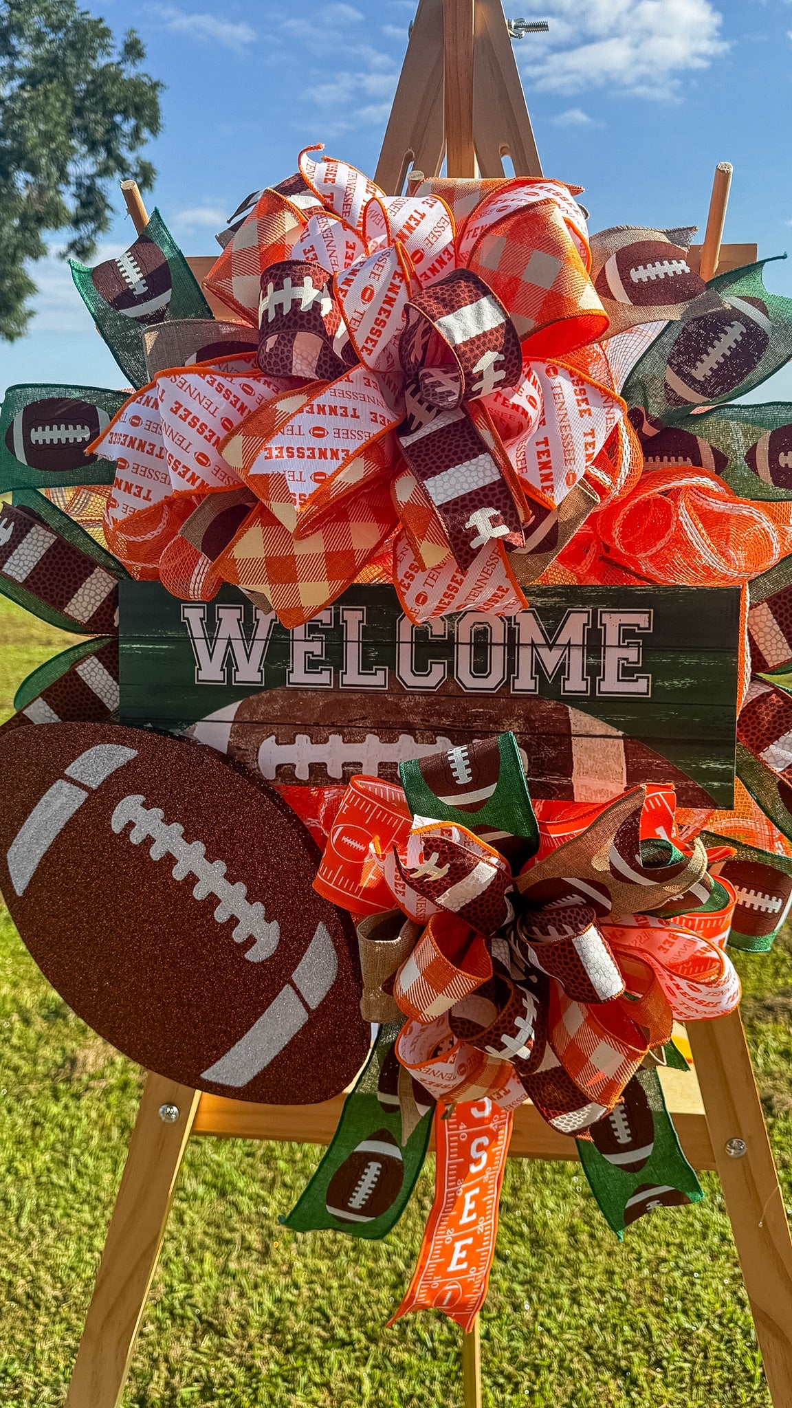 Tennessee Football Welcome Wreath – Orange, White & Green Door Décor