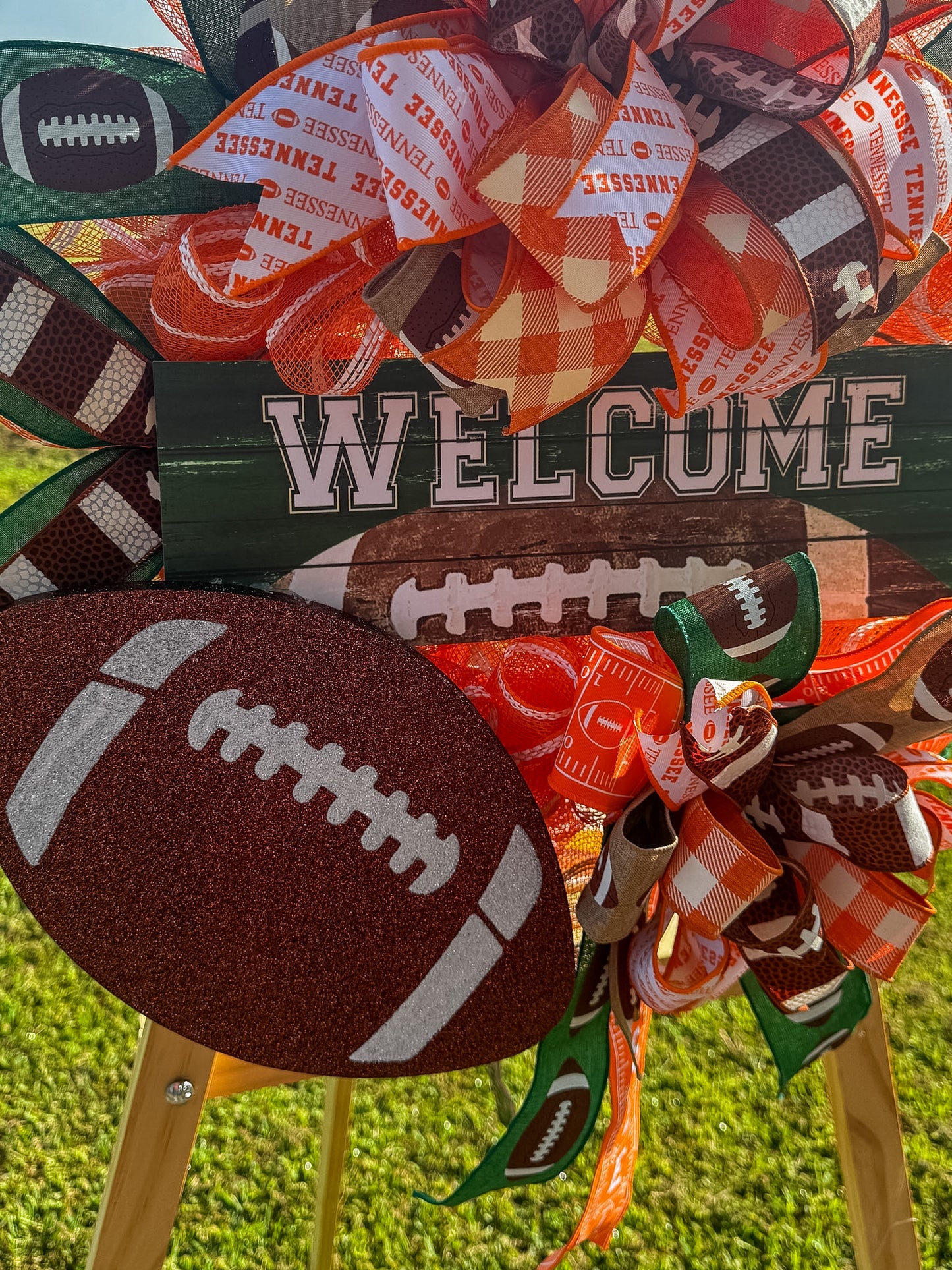 Tennessee Football Welcome Wreath – Orange, White & Green Door Décor