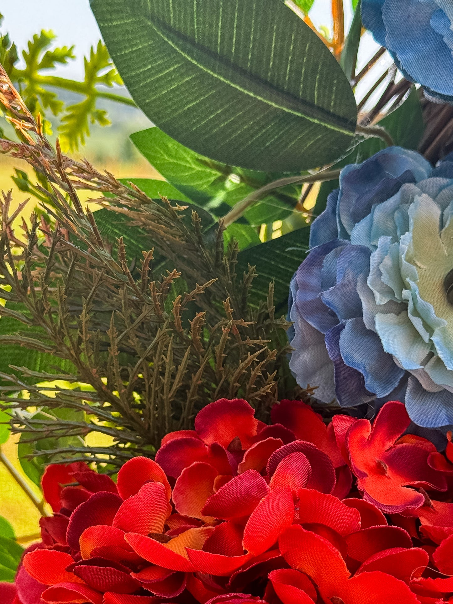 Luxury Burnt Orange & Dusty Blue Fall Grapevine Wreath